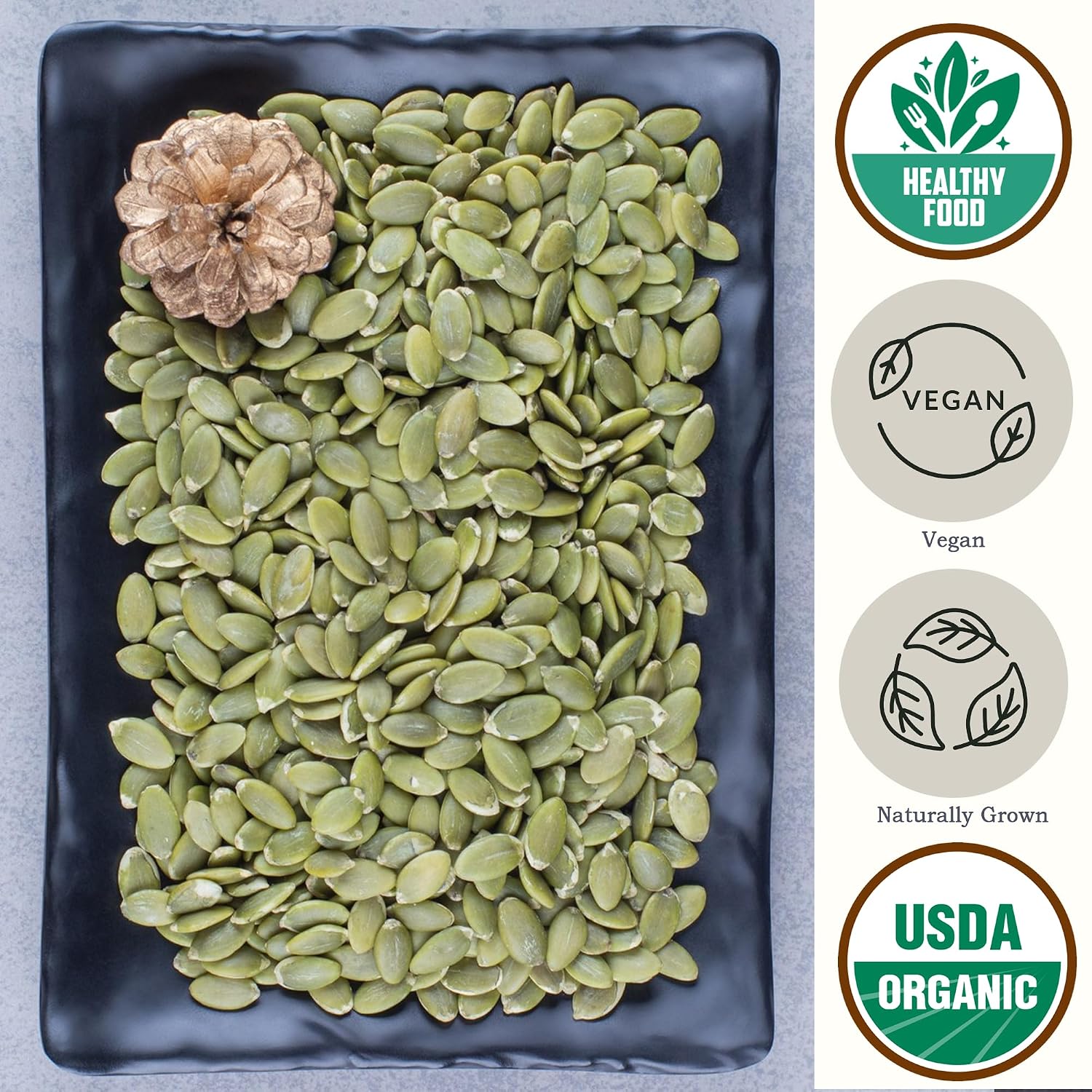 Organic Raw Pumpkin Seeds to Eat 2.8lb - Bulk Unsalted Pepitas No Shell | Whole Natural Snacks for Keto - High in Fiber - USDA Certified | Non-Gmo | Gluten Free | Vegan