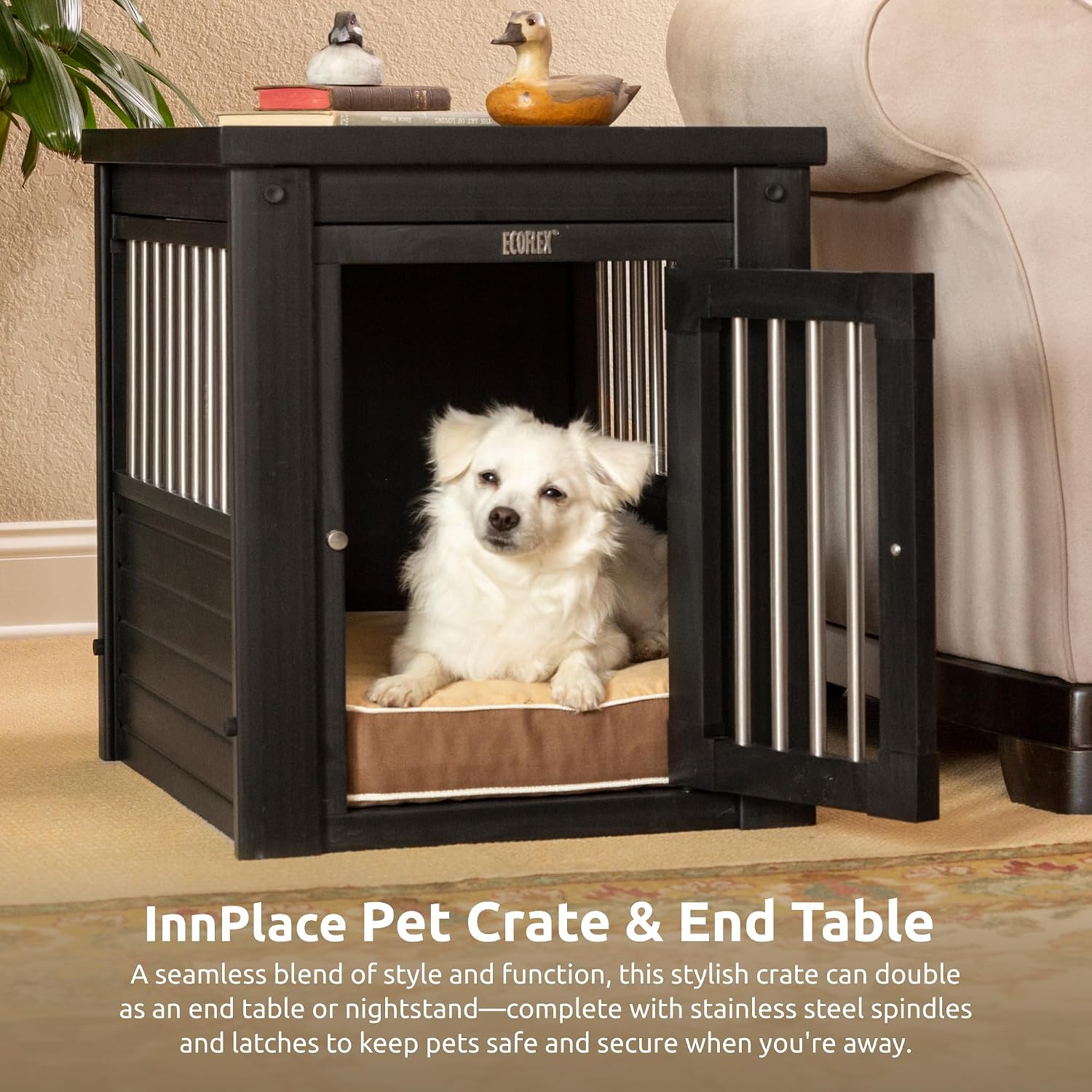 New Age Pet ecoFLEX Pet Crate/End Table, Small, Grey, Model:EHHC405S
