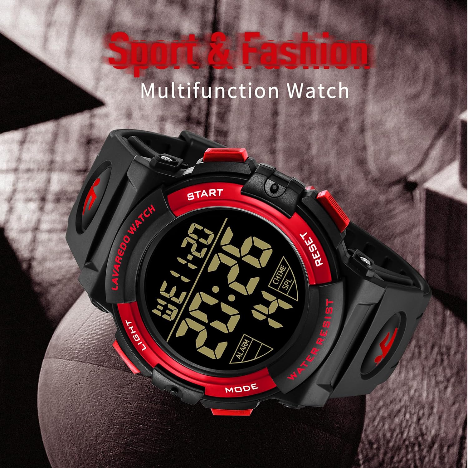 L LAVAREDO Mens Digital Watch Sports Military Watches Waterproof Outdoor Chronograph Wrist Watches for Men with LED Back Ligh/Alarm/Date