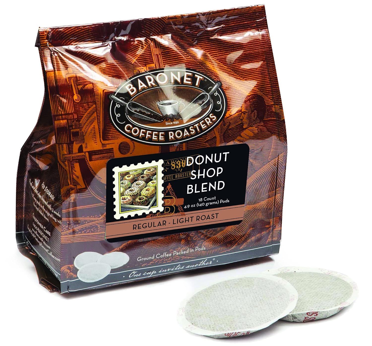 Baronet Coffee 8 Gram Coffee Pods, 100% Colombian, 54 Pods | Medium Roast, 100% Arabica Coffee, Regular Strength, 3 Bags of 18 Single Serve Pods, Compatible with Senseo Coffee Machines