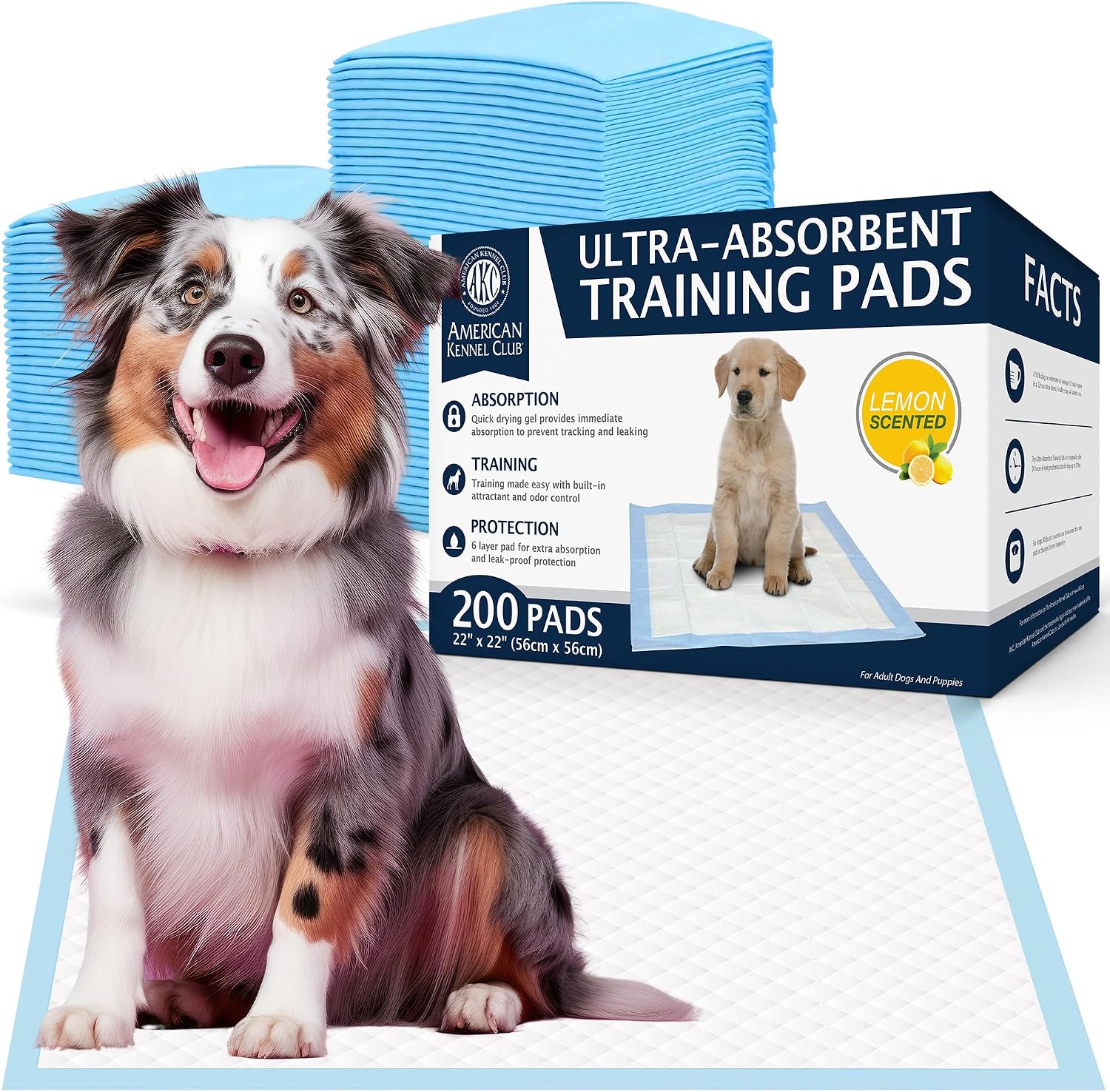 AKC Puppy Training Pads, 22" x 22", Lavender Scented, 150 Count