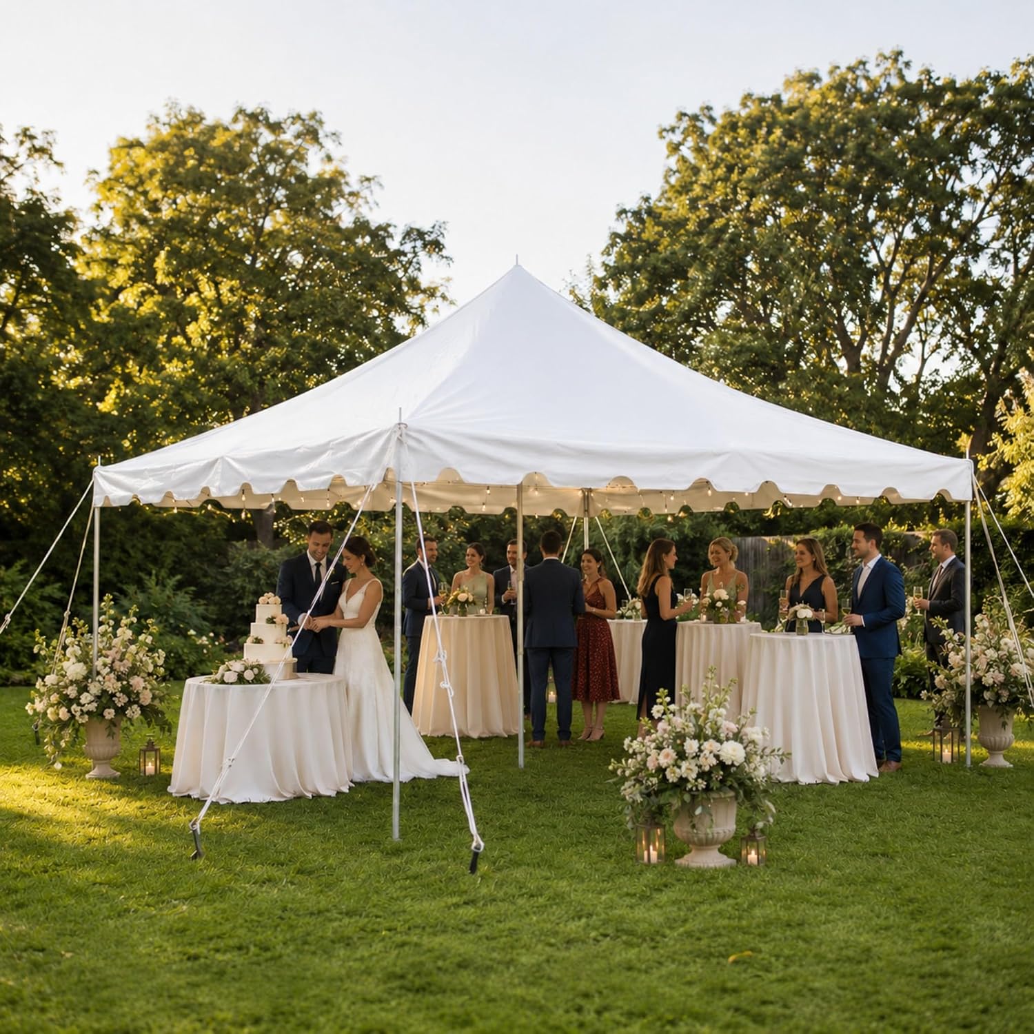 20’ x 20’ Weekender Canopy Pole Tent, Indoor and Outdoor Heavy Duty Easy Up, 80 Person Capacity Tent for Parties, Weddings, and Events, Commercial and Residential Use, PVC White Top | Easy Up Weekender Canopy Tent With 80 Person Capacity - Outdoor Canopi…