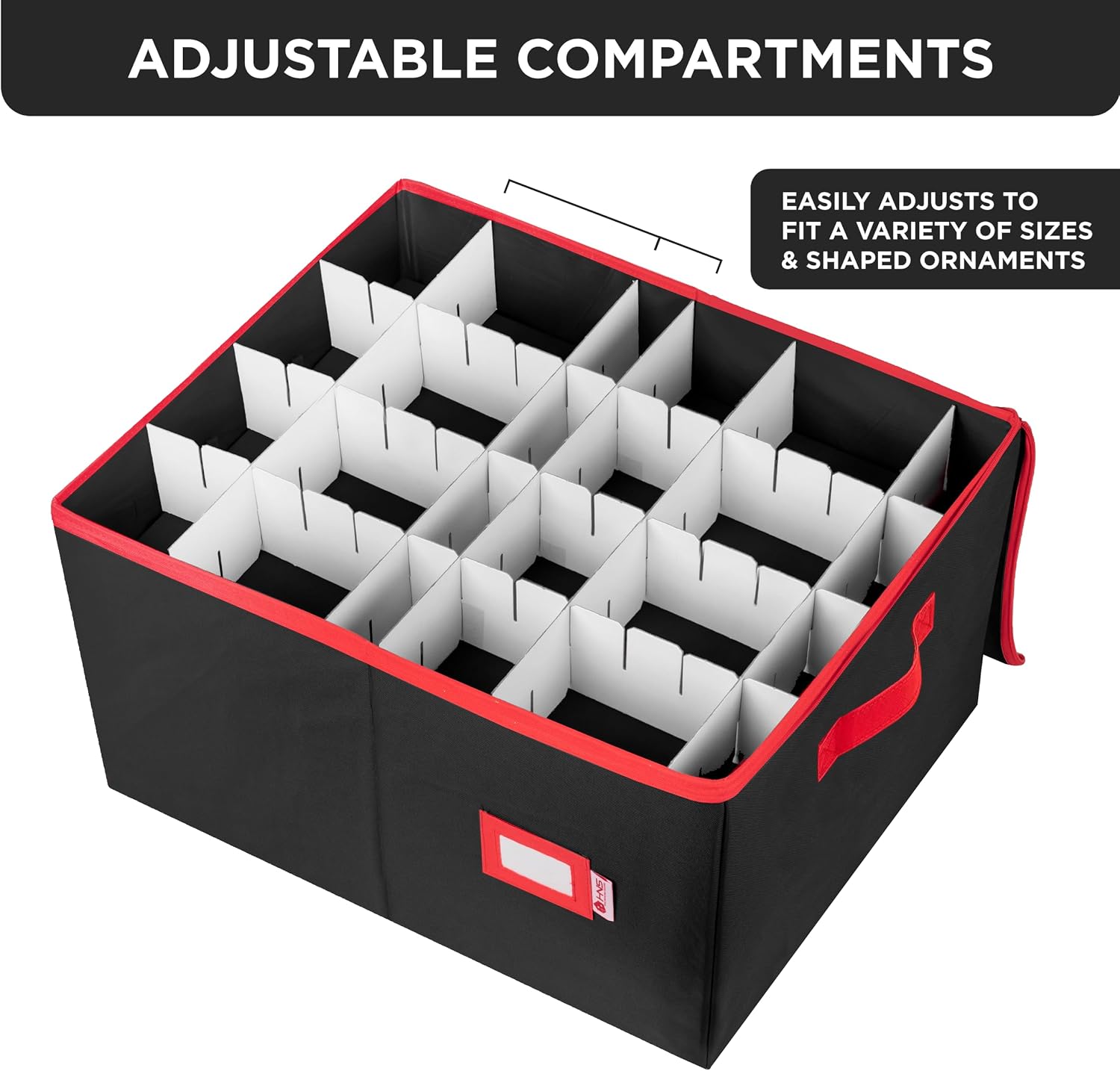 Christmas Ornament Storage Container with Dividers - Box Stores Up to 54 Ornaments, Zippered, Convenient, Adjustable