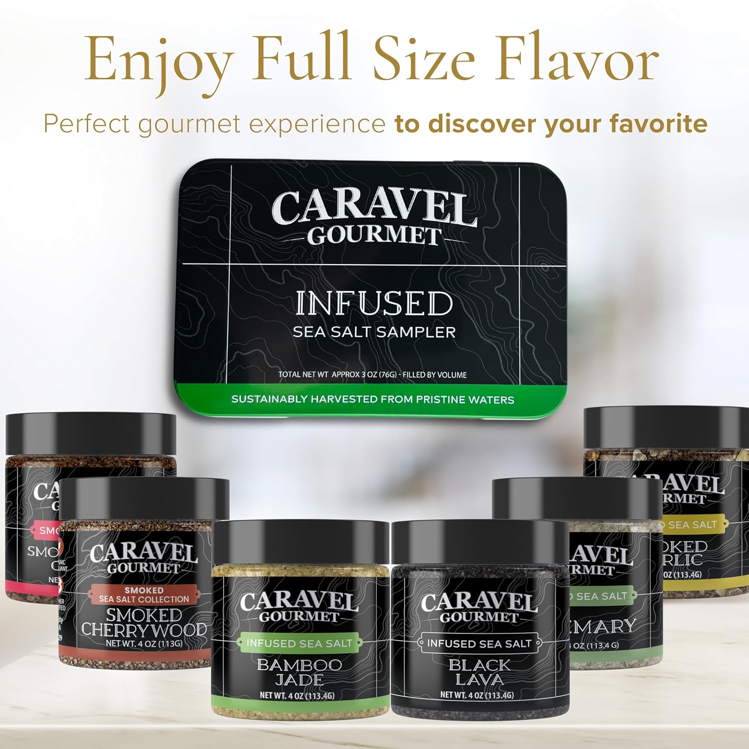 Caravel Gourmet Smoked Sea Salt Sampler, 6-Flavor Grilling Salts, 0.5 oz | Grilling & cooking salts bundle, finishing salt & spice variety pack gift for special occasions