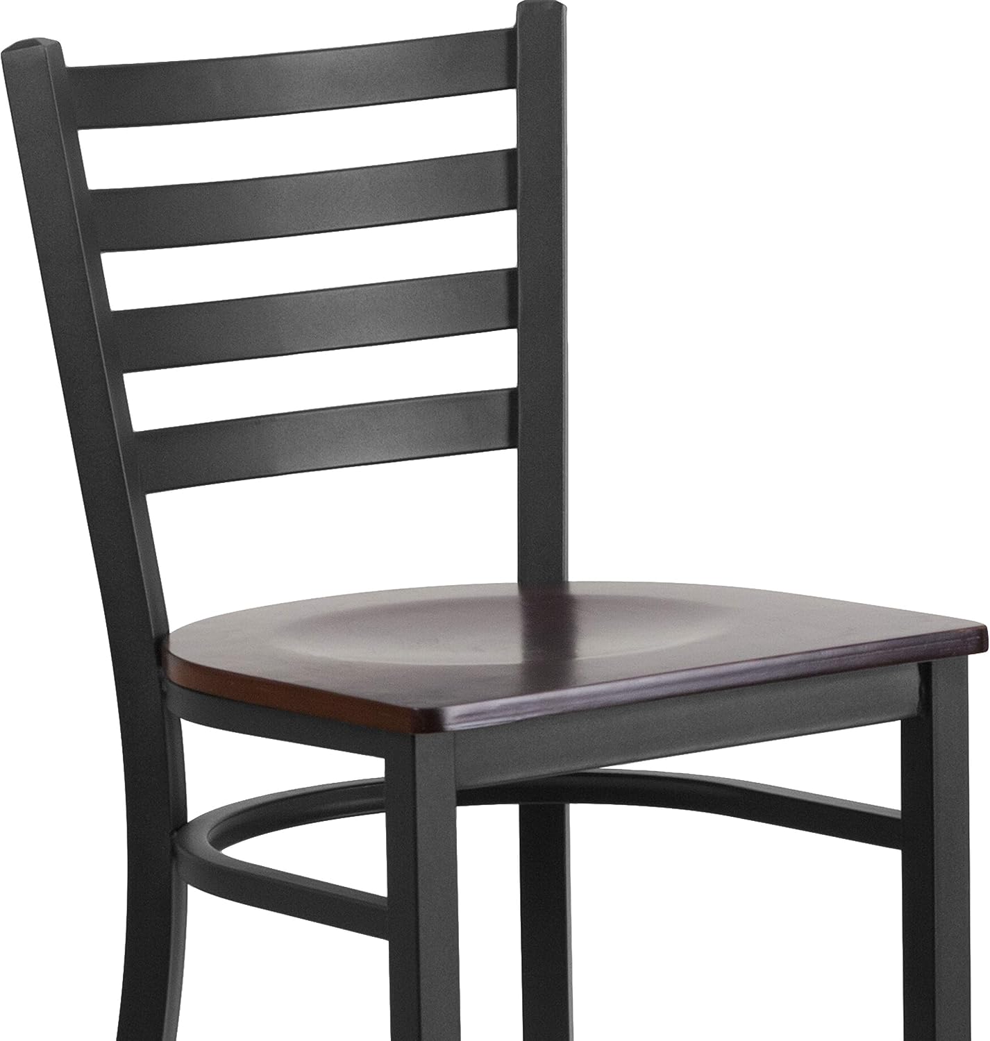 Flash Furniture Hercules Series Ladder Back Metal Restaurant Barstool, Modern Upholstered Armless Bar Height Chair for Restaurants and Kitchens, Black | Vinyl Upholstery, Durable Construction, Commercial Use
