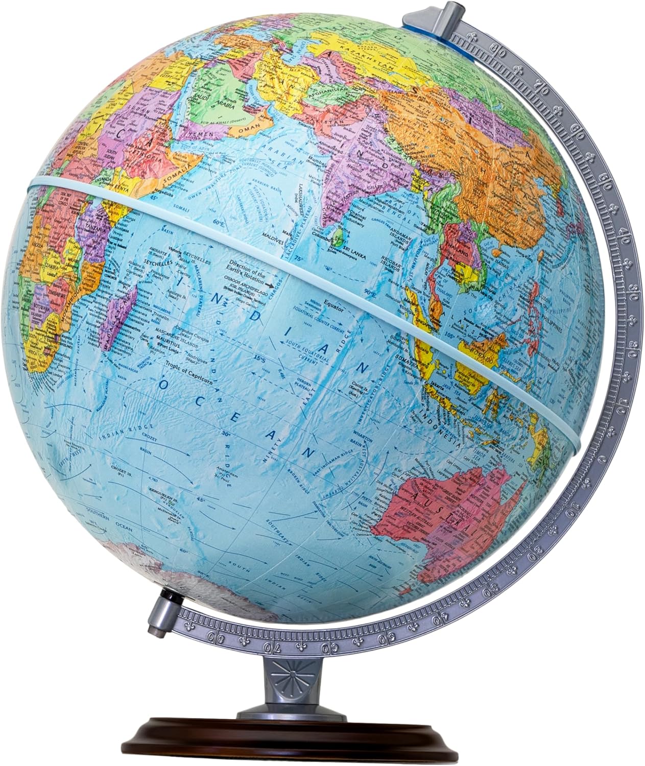 Replogle Student - Educational Classic World globe, Blue Ocean, Raised Relief feature, including a bonus map, made in USA, 12"/30cm diameter