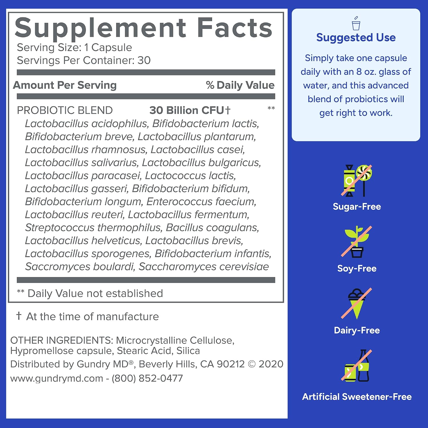 Gundry MD® 24 Strain Probiotic, 30 Billion CFU, 30 Capsules