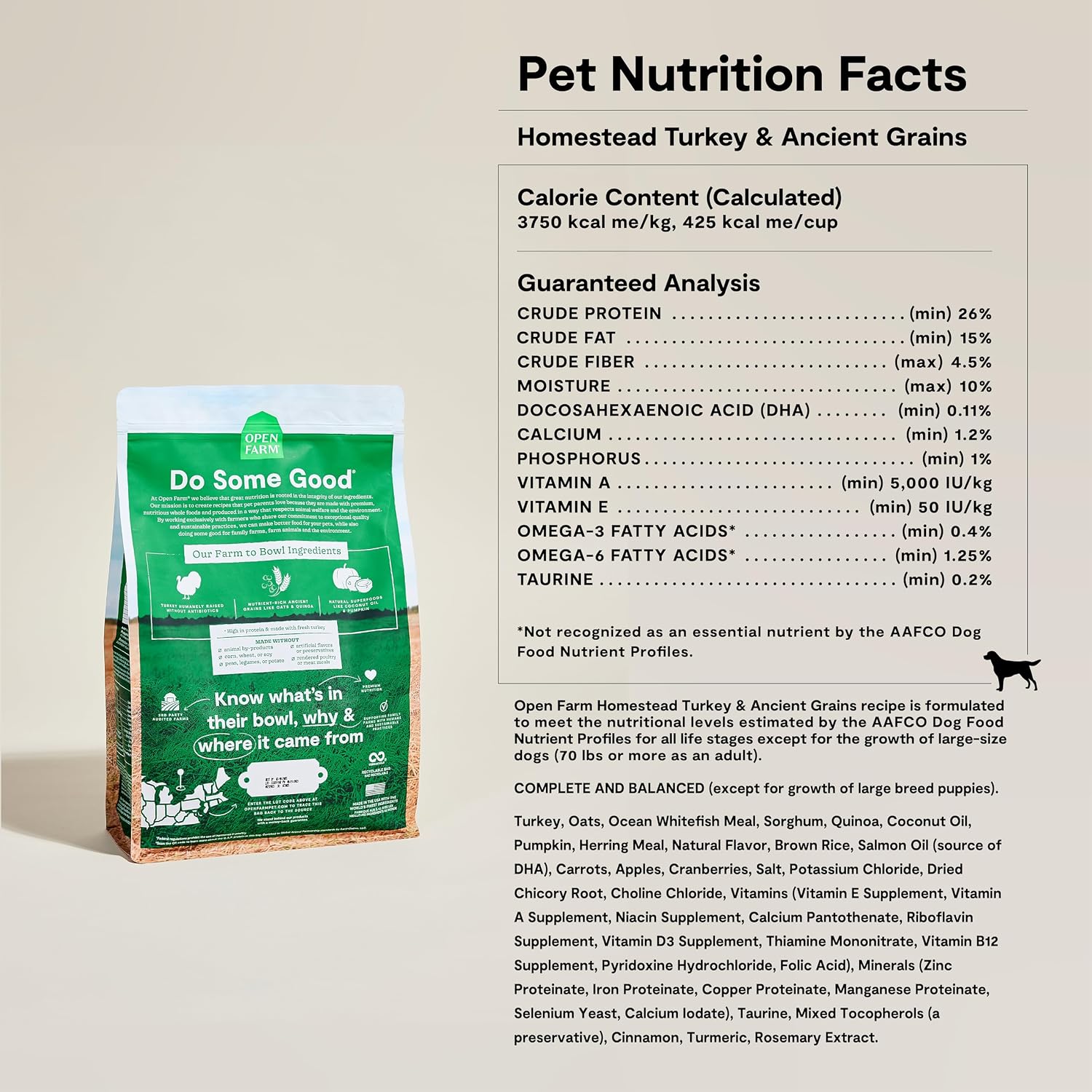 Open Farm Ancient Grains Dry Dog Food, Grass-Fed Beef Kibble, 11lb Bag