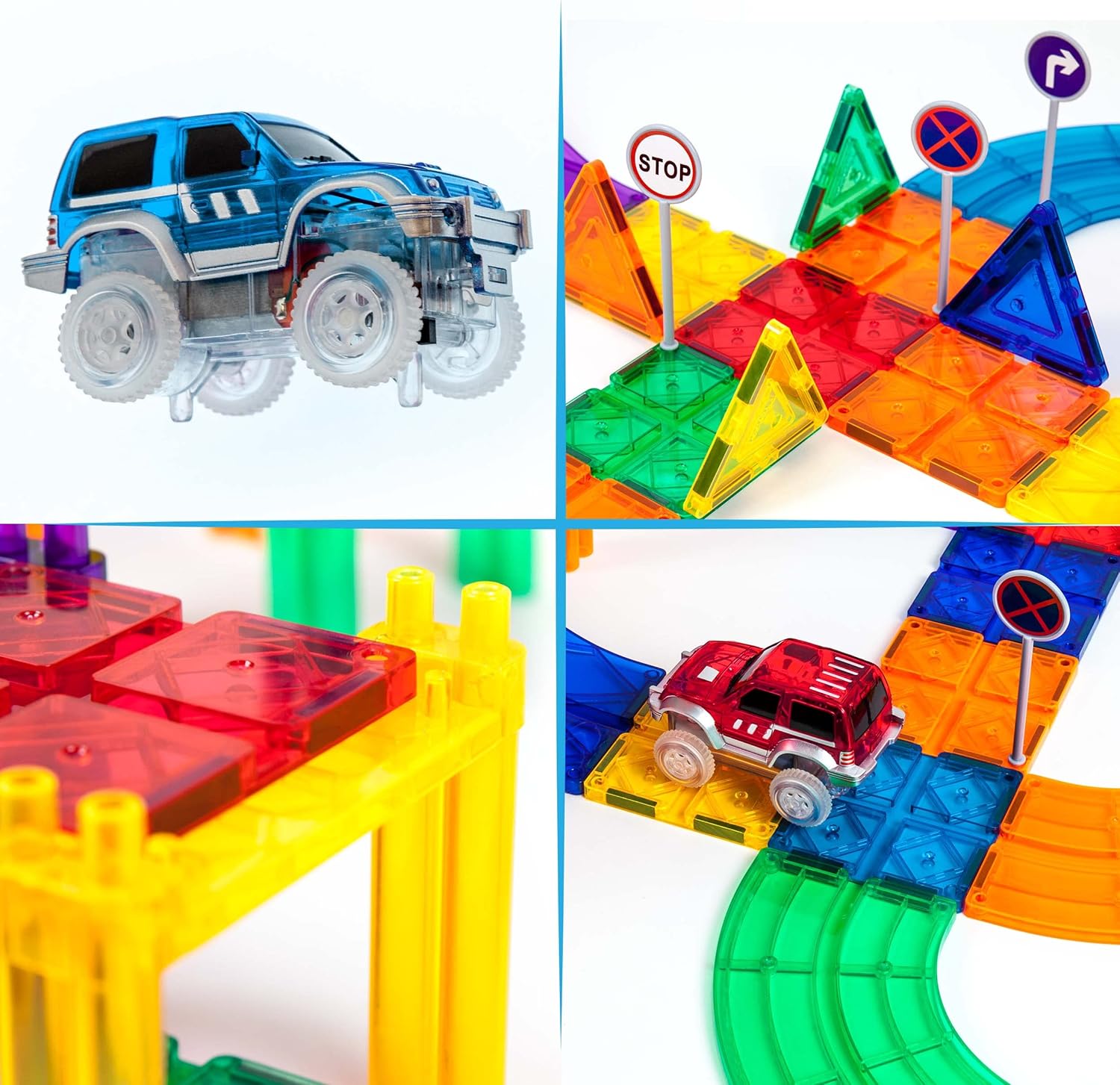 PicassoTiles Race Track Add-On Railway Magnetic Tiles STEM Construction Toy