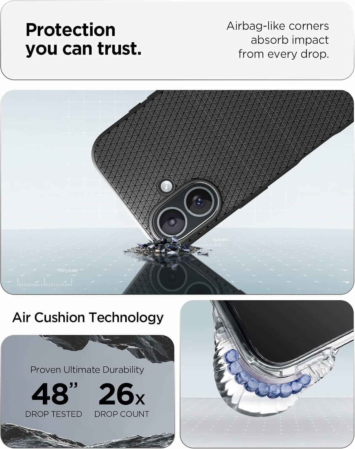 Spigen for iPhone 17 Case, Liquid Air [TPU Covered Camera Control] [No Magnet Ring] [Military-Grade Protection] - Matte Black
