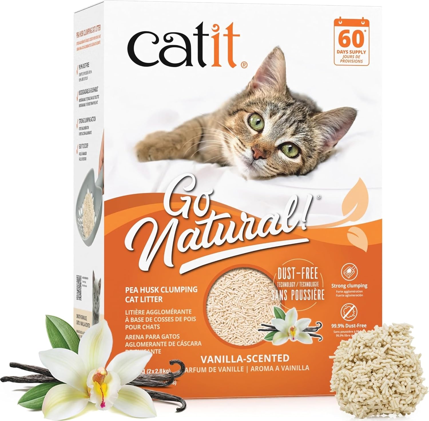 Catit Go Natural Pea Husk Clumping Cat Litter, 12.3 lb, Natural