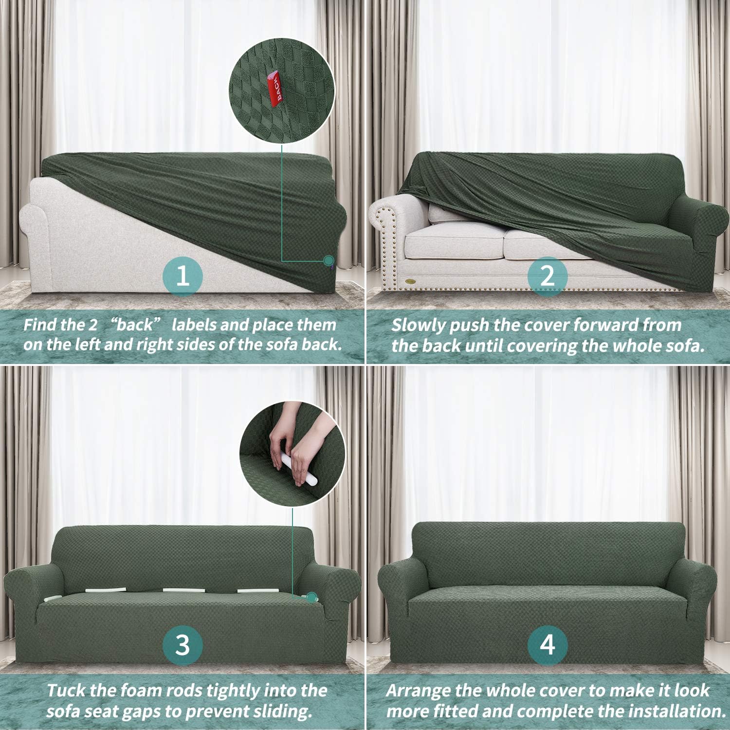 YEMYHOM Couch Cover Latest Jacquard Design High Stretch Sofa Covers for 2 Cushion Couch