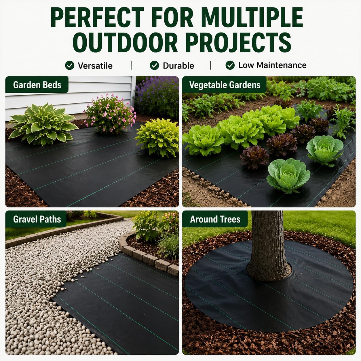 6FTx300FT Weed Barrier Landscape Fabric Heavy Duty 5oz Pro Ground Cover Mat