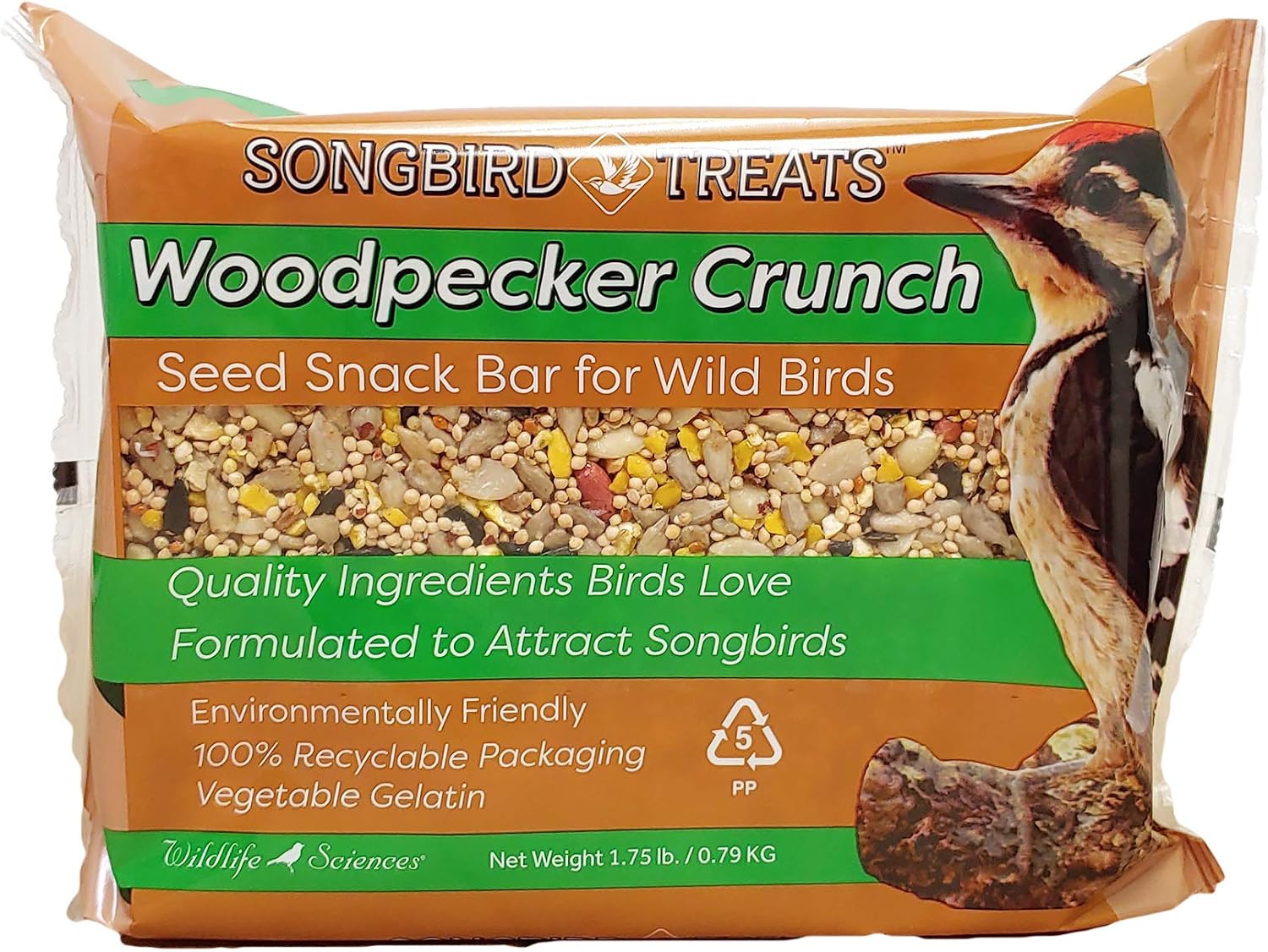 Wildlife Sciences Songbird Treats Seed Bars | 8 Pack of 2 lb Bird Seed Cakes for Wild Birds (Wild Bird Buffet)