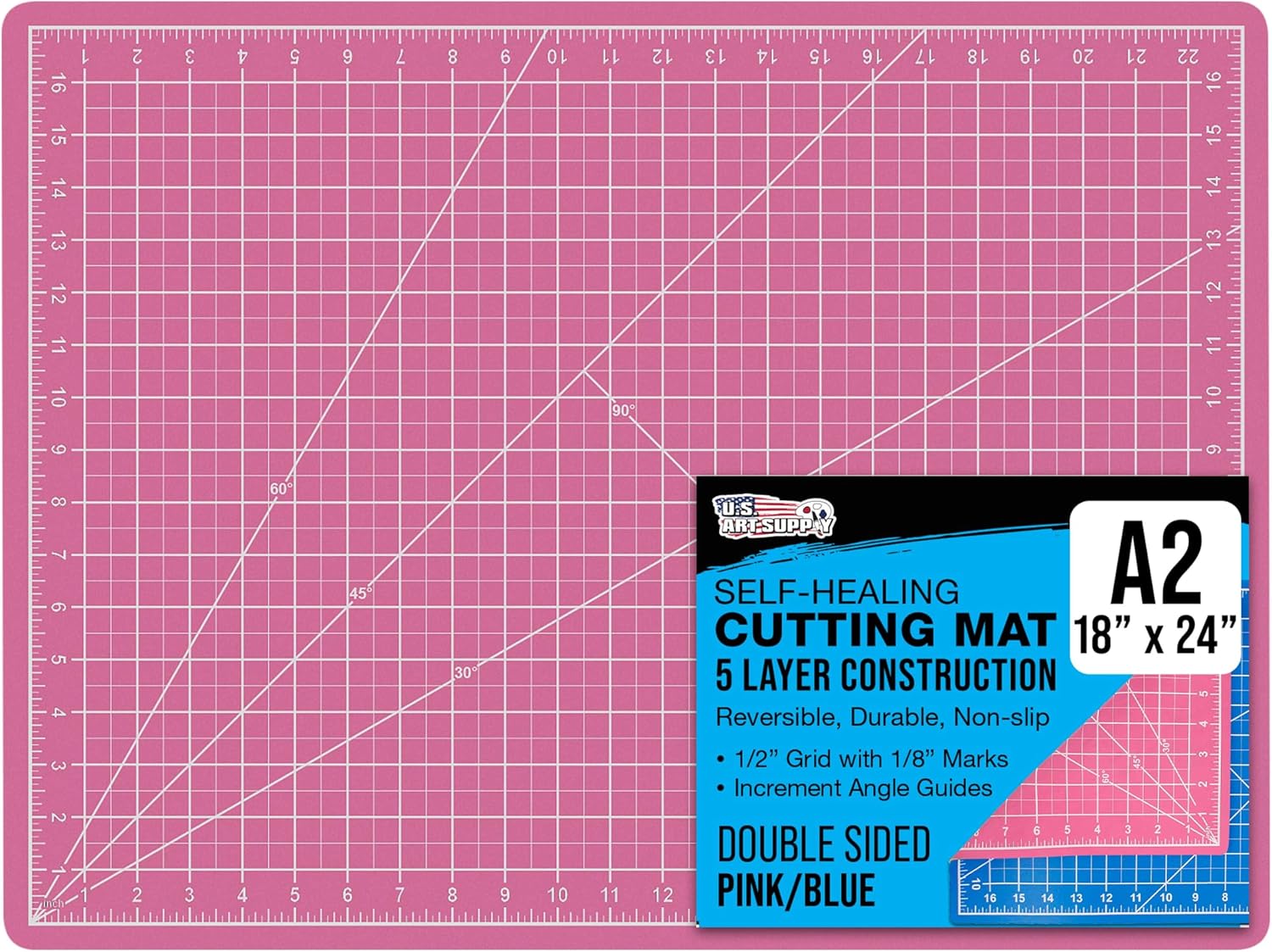 U.S. Art Supply 18" x 24" Self-Healing Cutting Mat 5-Ply - Double-Sided Green/Black Craft Mat, Non-Slip Cutting Mats for Crafts, Sewing, Quilting, Scrapbooking | Double-Sided Green/Black Craft Mat, Non-Slip Cutting Mats for Crafts, Sewing, Quilting, Scra…
