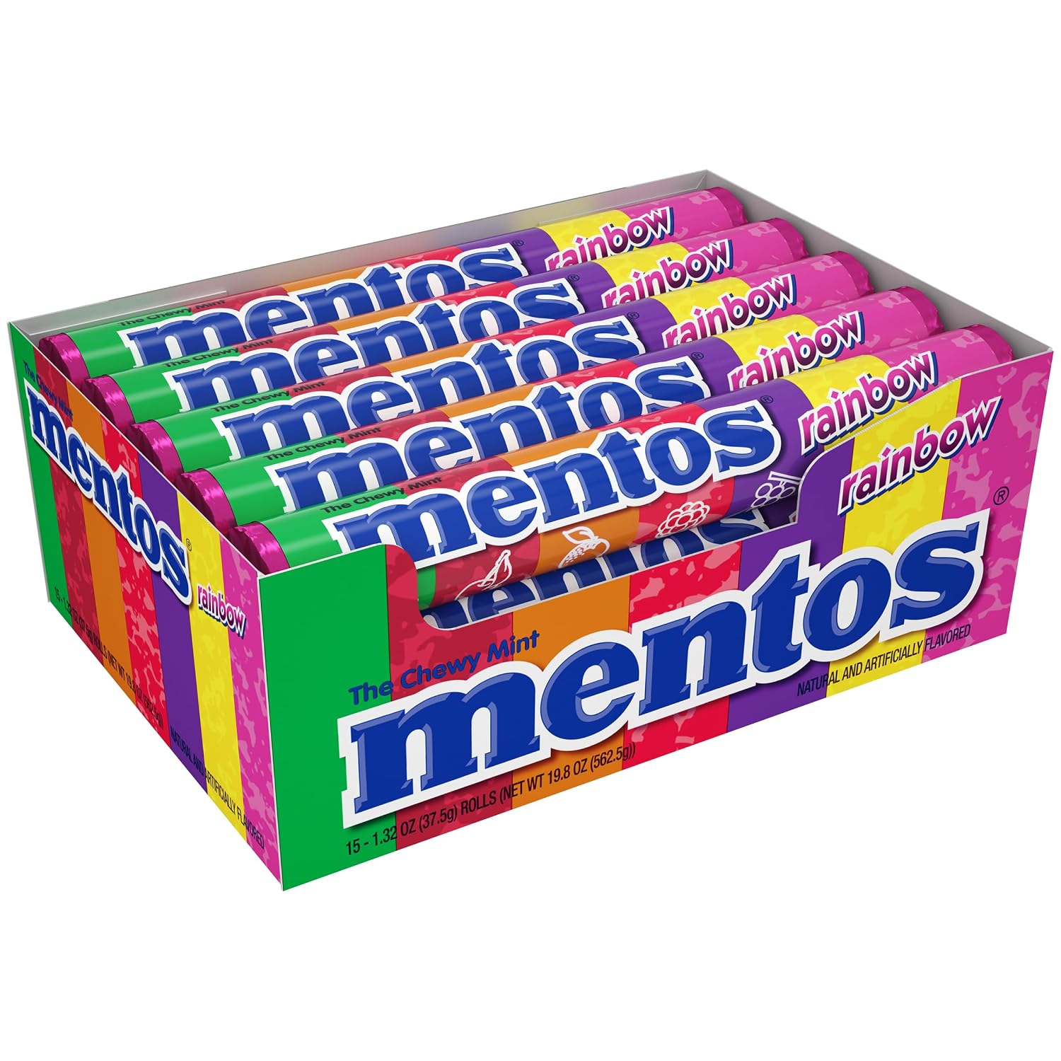 Mentos Chewy Mint Candy Roll, Cinnamon, 14 Pieces Per Roll, 15 Count Pack