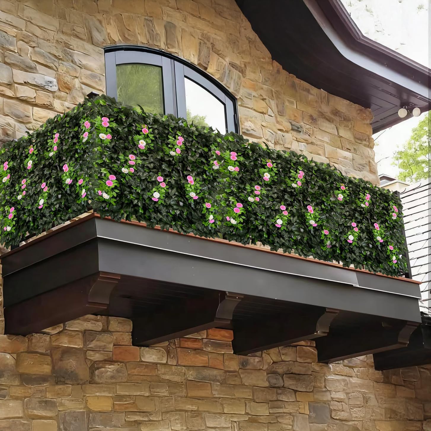 Expandable Fence Privacy Screen for Balcony Patio Outdoor,Decorative Faux Ivy Fencing Panel,Artificial Hedges (Single Sided Leaves)……