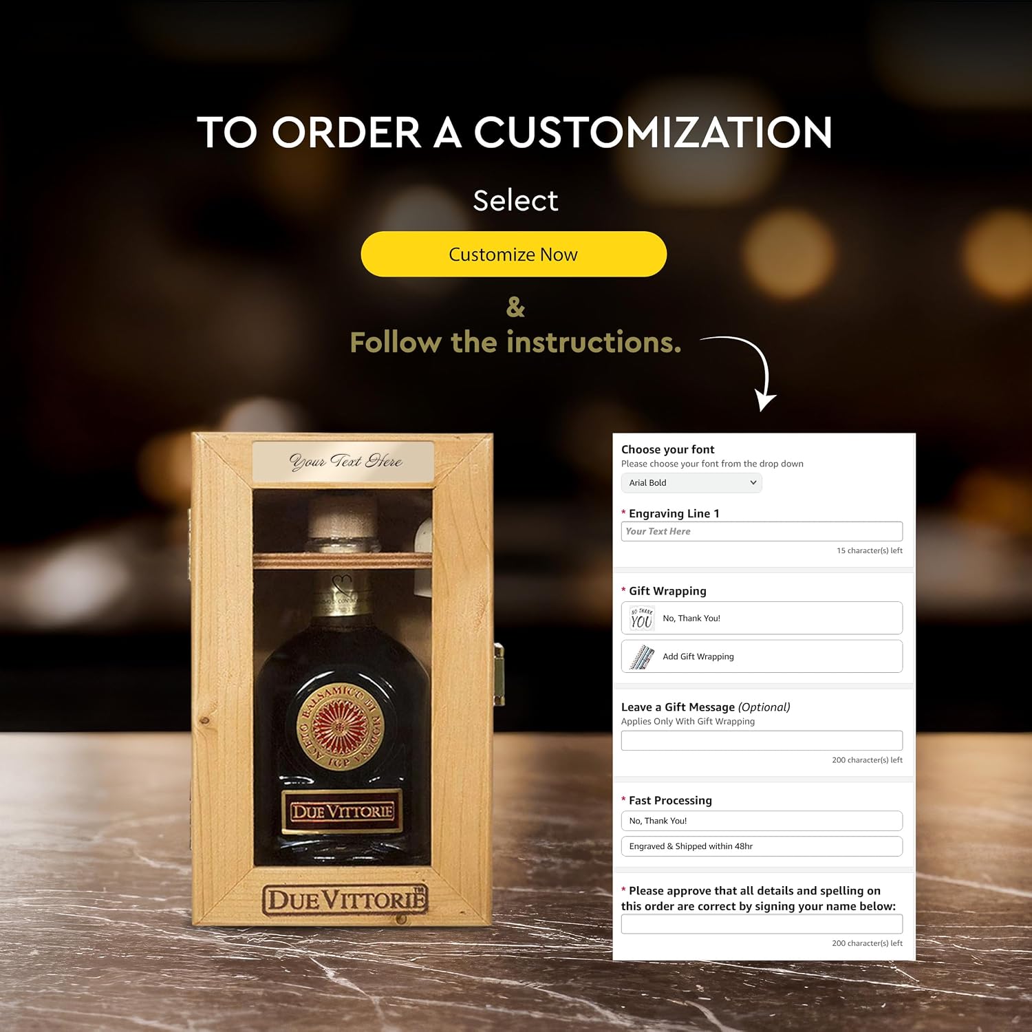 Due Vittorie Oro Gold Premium Edition Balsamic Vinegar Gift Set with Cork Pourer and Wooden Gift Box - Oak Barrel Aged Balsamic Vinegar of Modena - 8.45 fl oz