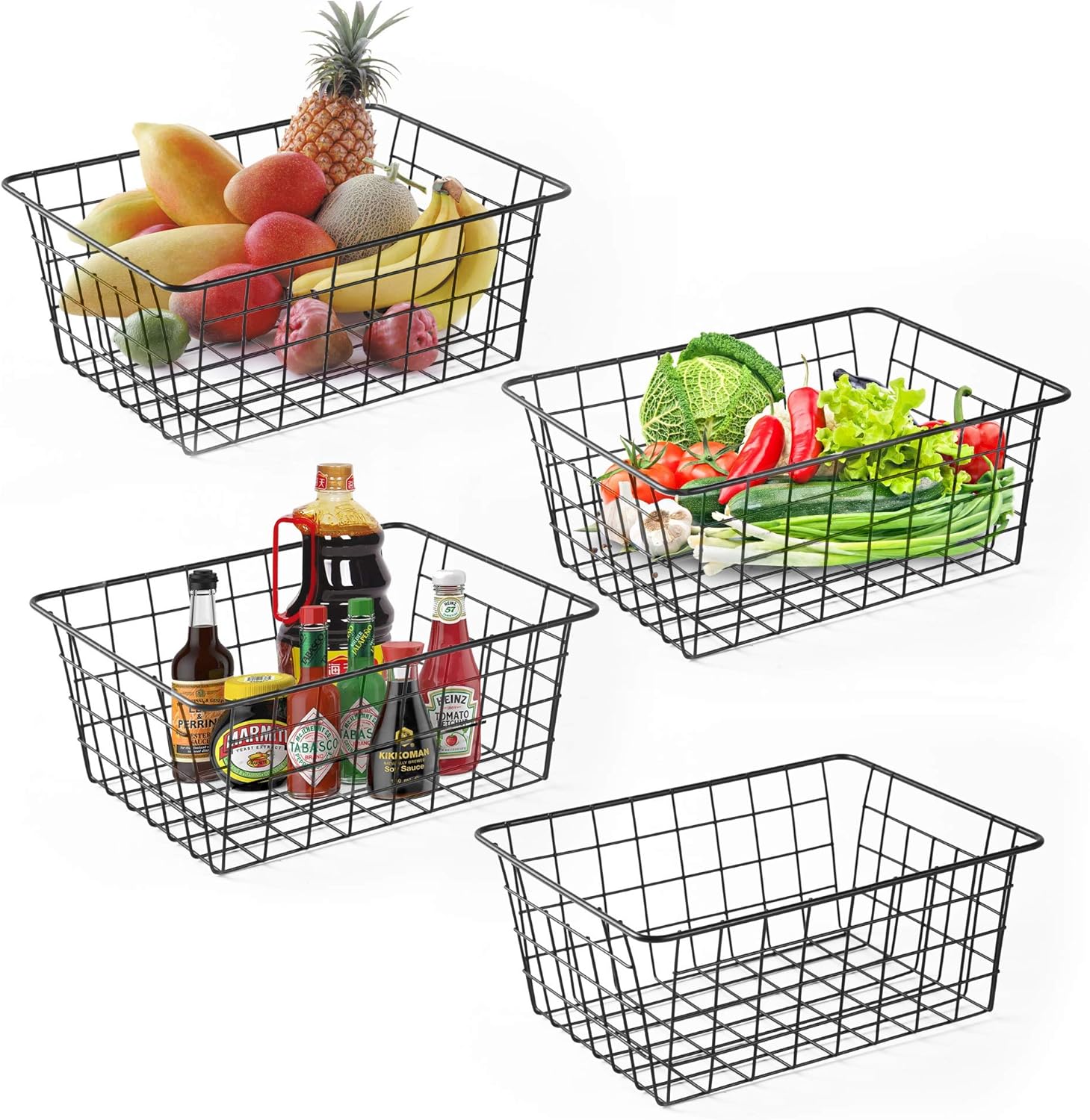 Wire Baskets for Organizing 4 Pack Pantry Baskets For Storage 11x8.7x4.7in
