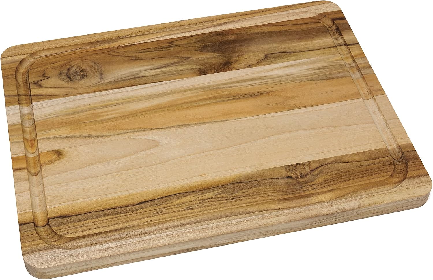 Lipper International 7215 Teak Wood Edge Grain Kitchen Cutting and Serving Board, Small, 12" x 9" x 5/8"
