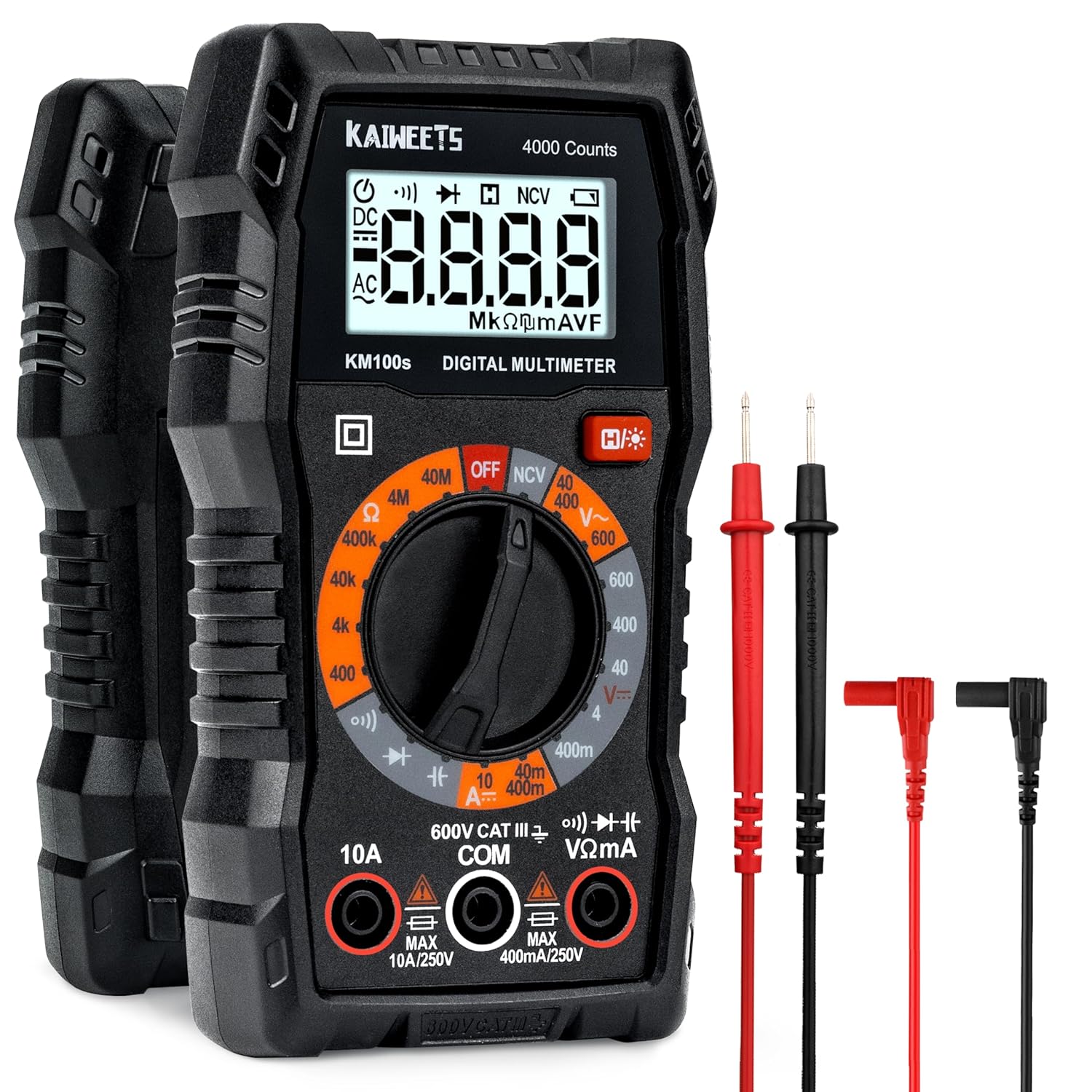 KAIWEETS Digital Multimeter with Case, DC AC Voltmeter, Ohm Volt Amp Test Meter and Continuity Test Diode Voltage Tester for Household Outlet