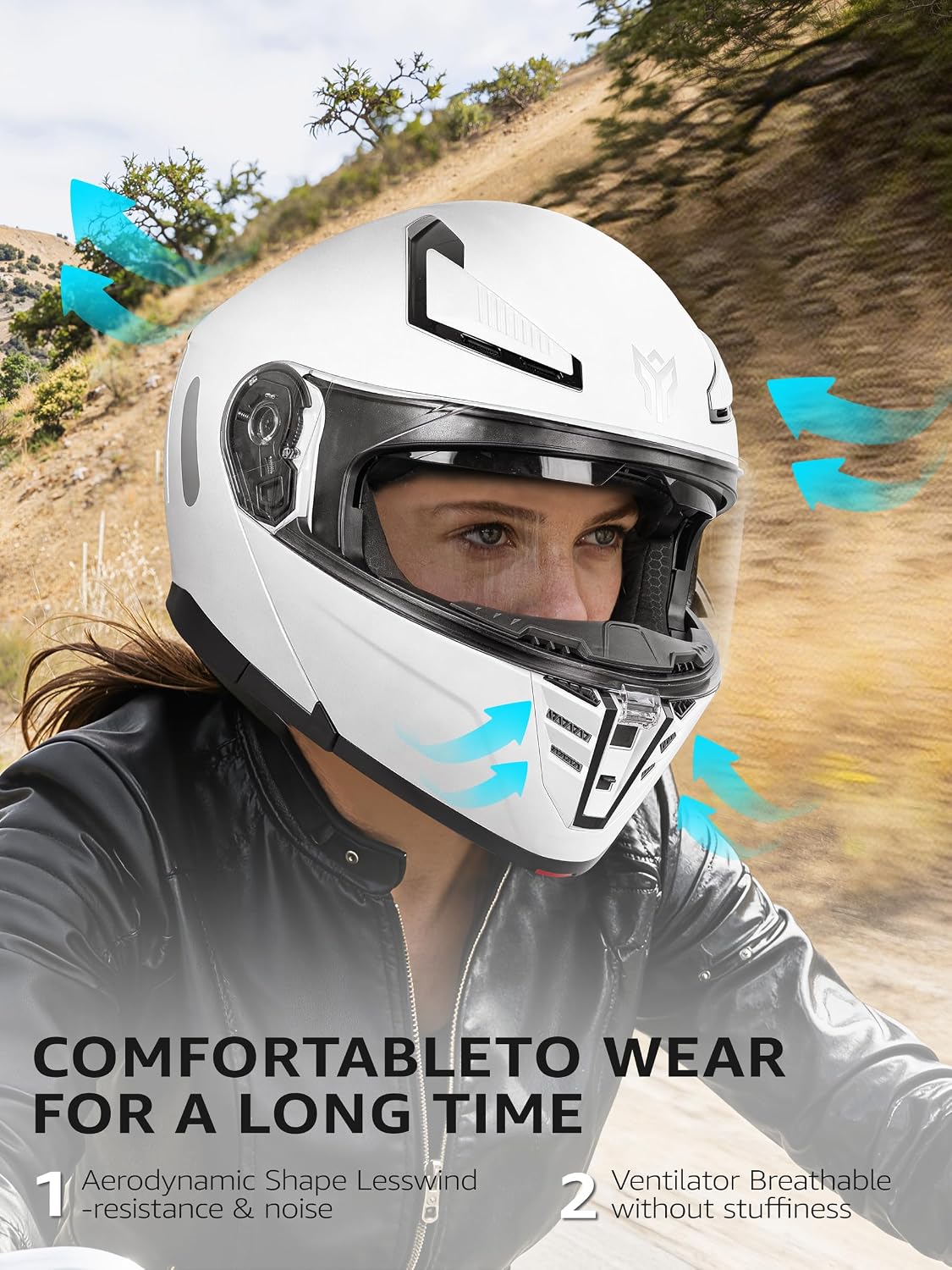 Motorcycle Modular Full Face Helmet DOT Approved - YEMA Helmet YM-925 Motorbike Casco Moto Moped Street Bike Racing Helmet with Sun Visor for Adult Youth Men and Women