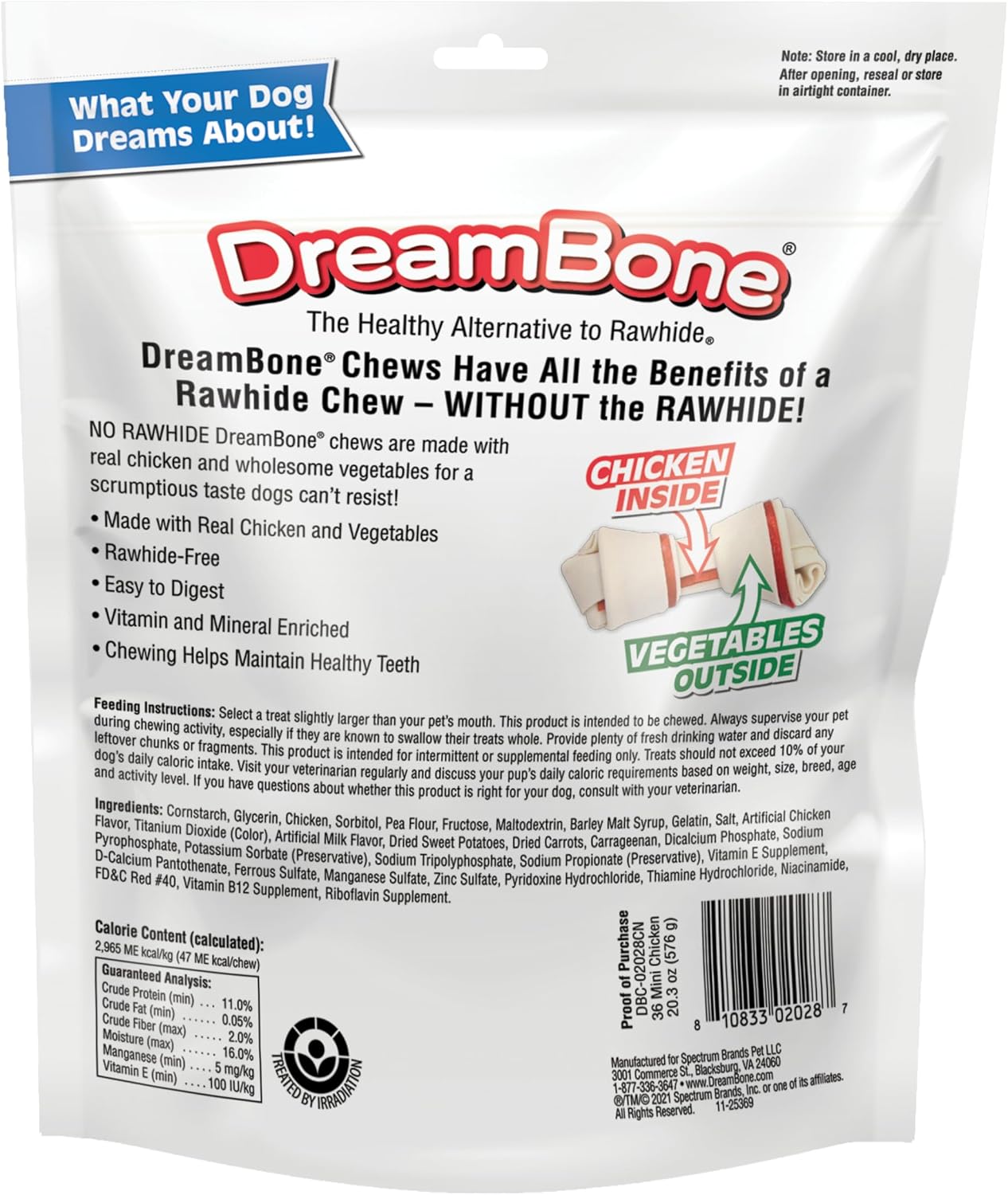 DreamBone Mini Bone Rawhide-Free Dog Treats With Real Protein, 24 Count | Daily Chew, Digests Safely and Completely, Made With Real Protein, Chicken and Veggies, For Adult Dogs