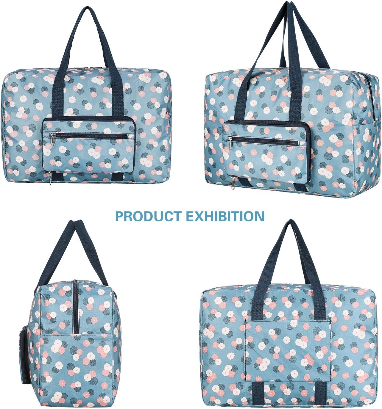 Travel Foldable Waterproof Duffel Bag - Lightweight Carry on Luggage Tote Duffel Bag(Black Floral)