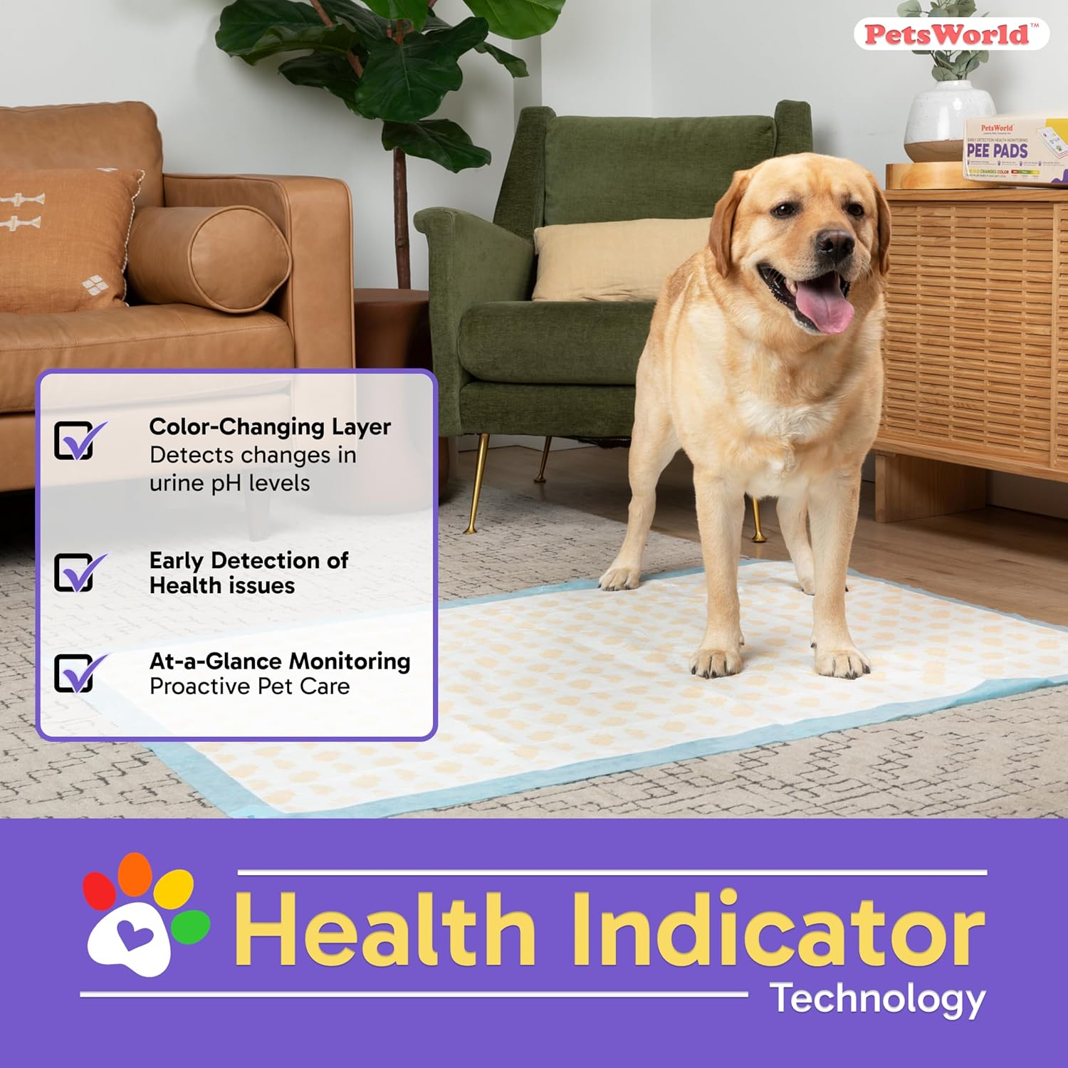 PetsWorld Enormous Dog Pee Pads 37"x54" 50 Count – XXXL Pet Pee Pads for Giant Dogs & Pets, Heavy Duty Leak-Proof Dog Training Pads, Super Absorbent Quick-Dry Potty Pads with Adhesive Tabs