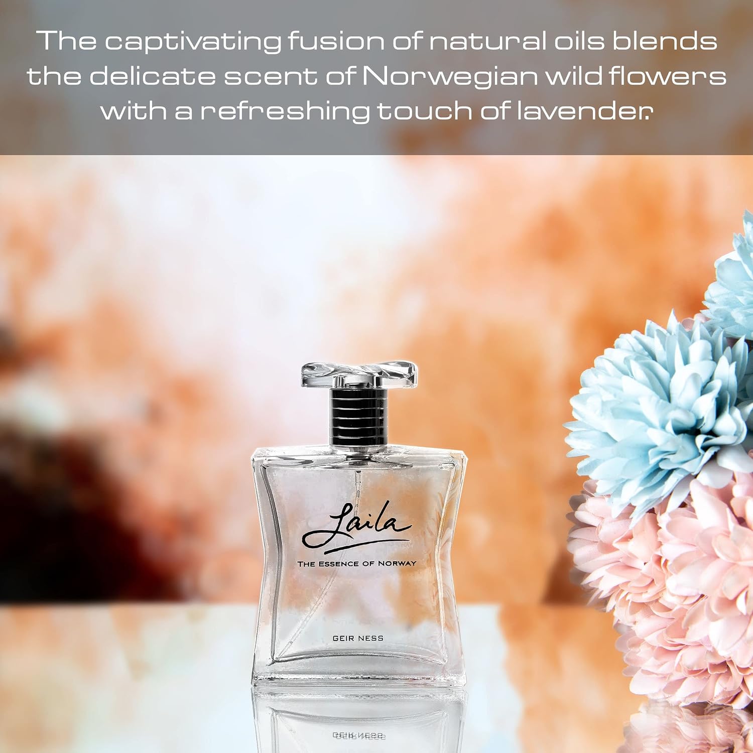 Geir Ness Laila Eau de Parfum for Women, Essence of Norway, 1.7 oz | Laila perfume, airy fruity-floral fragrance, long-lasting wear, everyday scent, 50 ml spray bottle