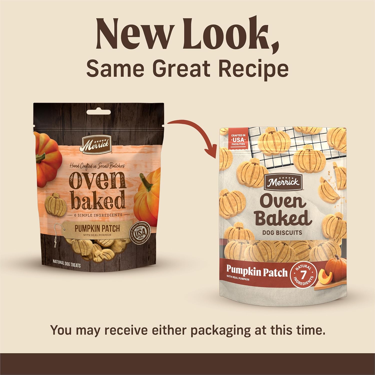 Merrick Oven Baked Dog Treats, Natural and Crunchy Bag of Treats, Pumpkin Patch with Real Pumpkin Snack