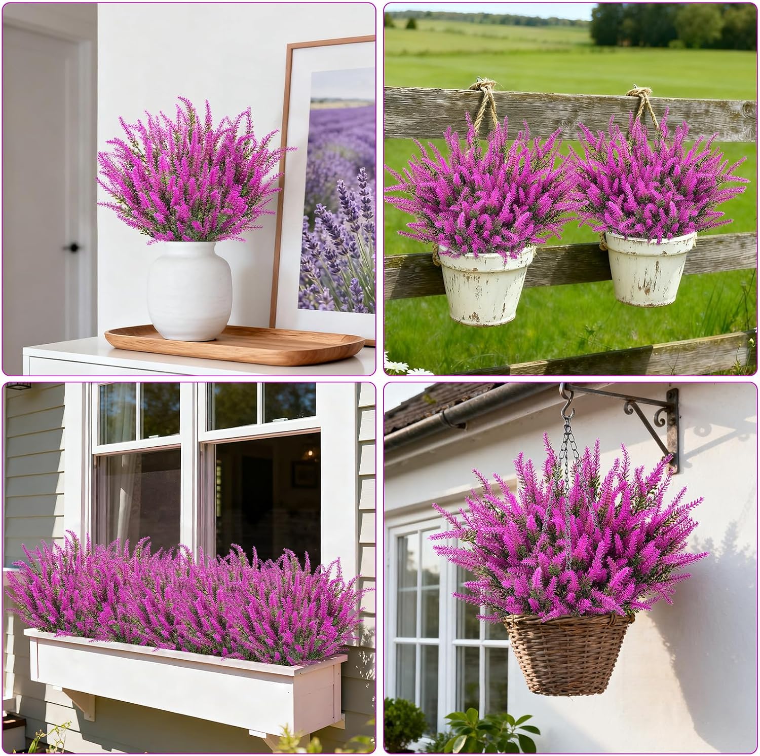 10 Bundles Fake Flowers Artificial Lavender Plants, Purple