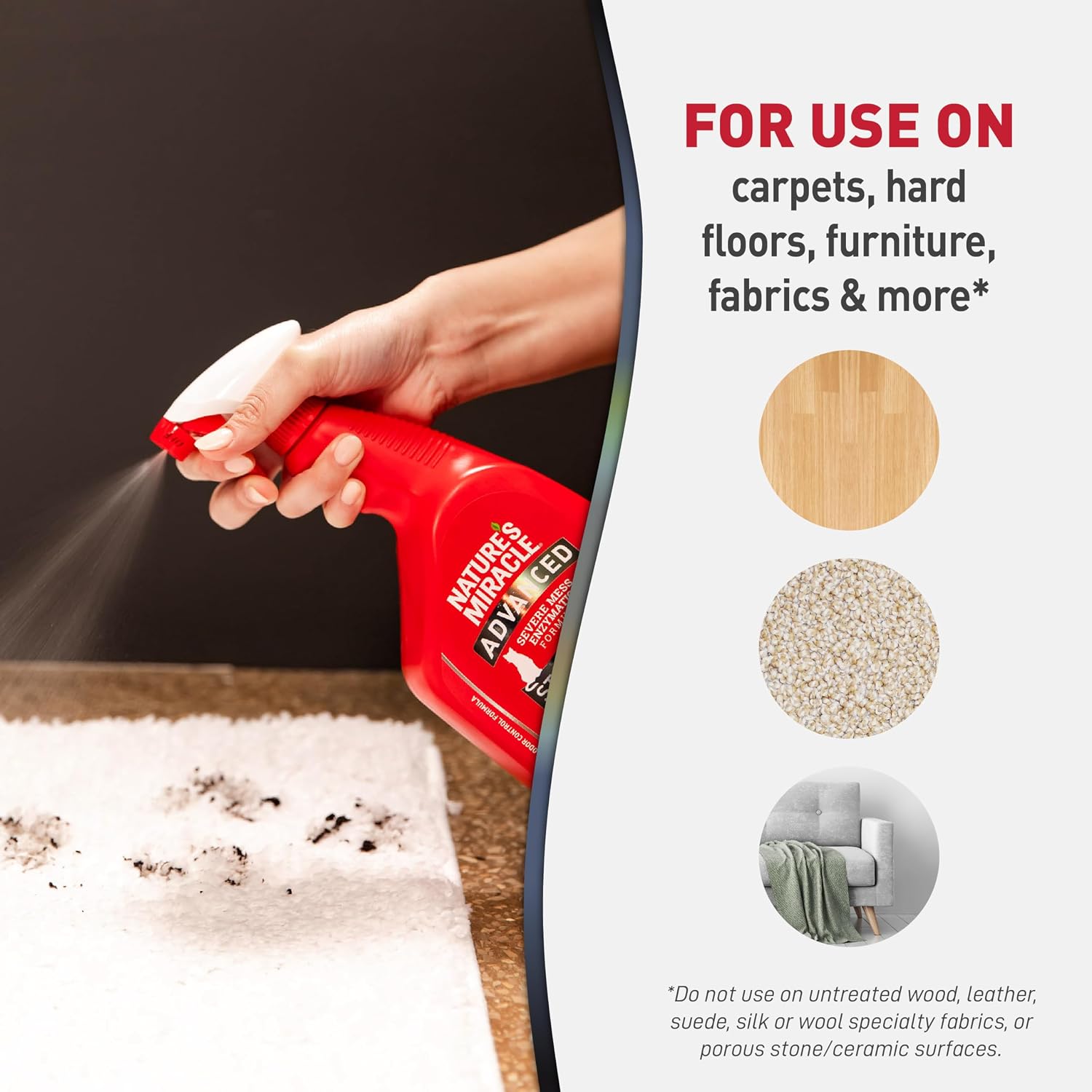 Nature’s Miracle Advanced Cat Stain & Odor Eliminator, Severe Mess, 32 oz | Enzymatic Cleaner Eliminates the Toughest Cat Messes, For Use on Multiple Surfaces, Safe For Pets and Home*, Fresh Scent