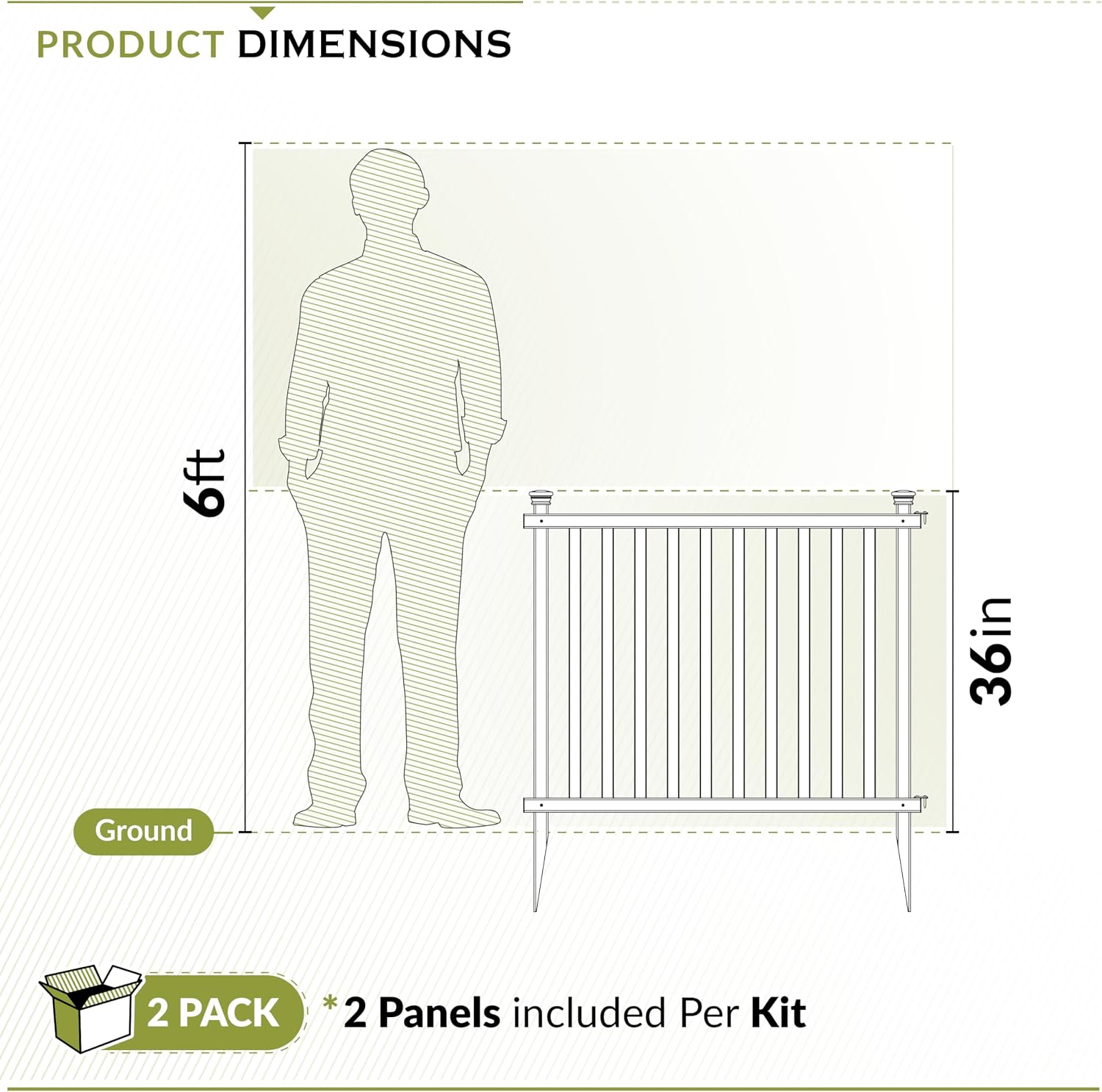Zippity Madison Picket Fence Panels, White Vinyl DIY No Dig Kit | 2.5ftH x 2.3ftW, White, 2 Panels, Garden Border or Yard Enclosure, ZP19001