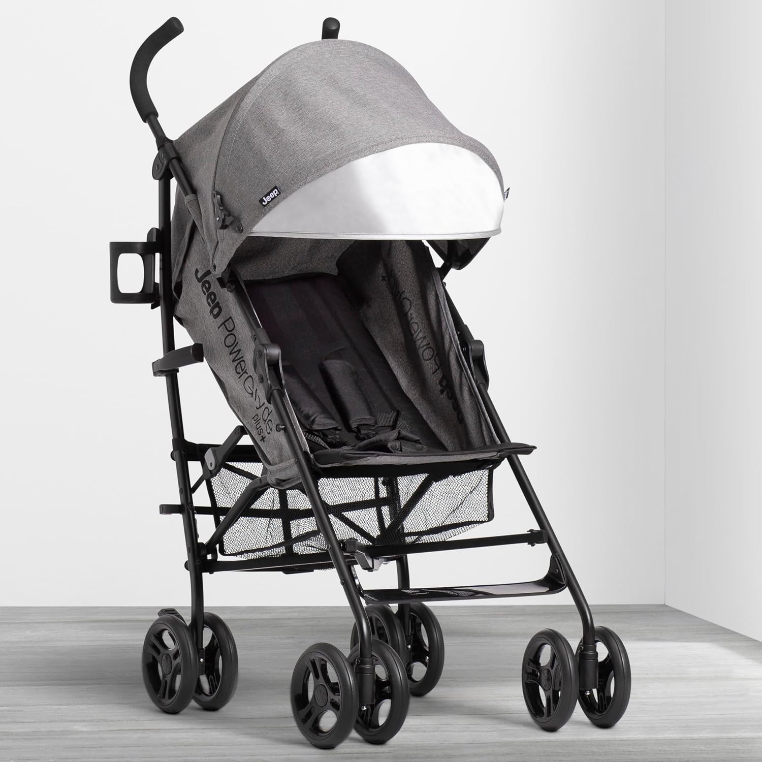 Jeep PowerGlyde Plus Stroller by Delta Children Lightweight Travel Stroller with Smoothest Ride, Aluminum Frame, 4-Position Recline