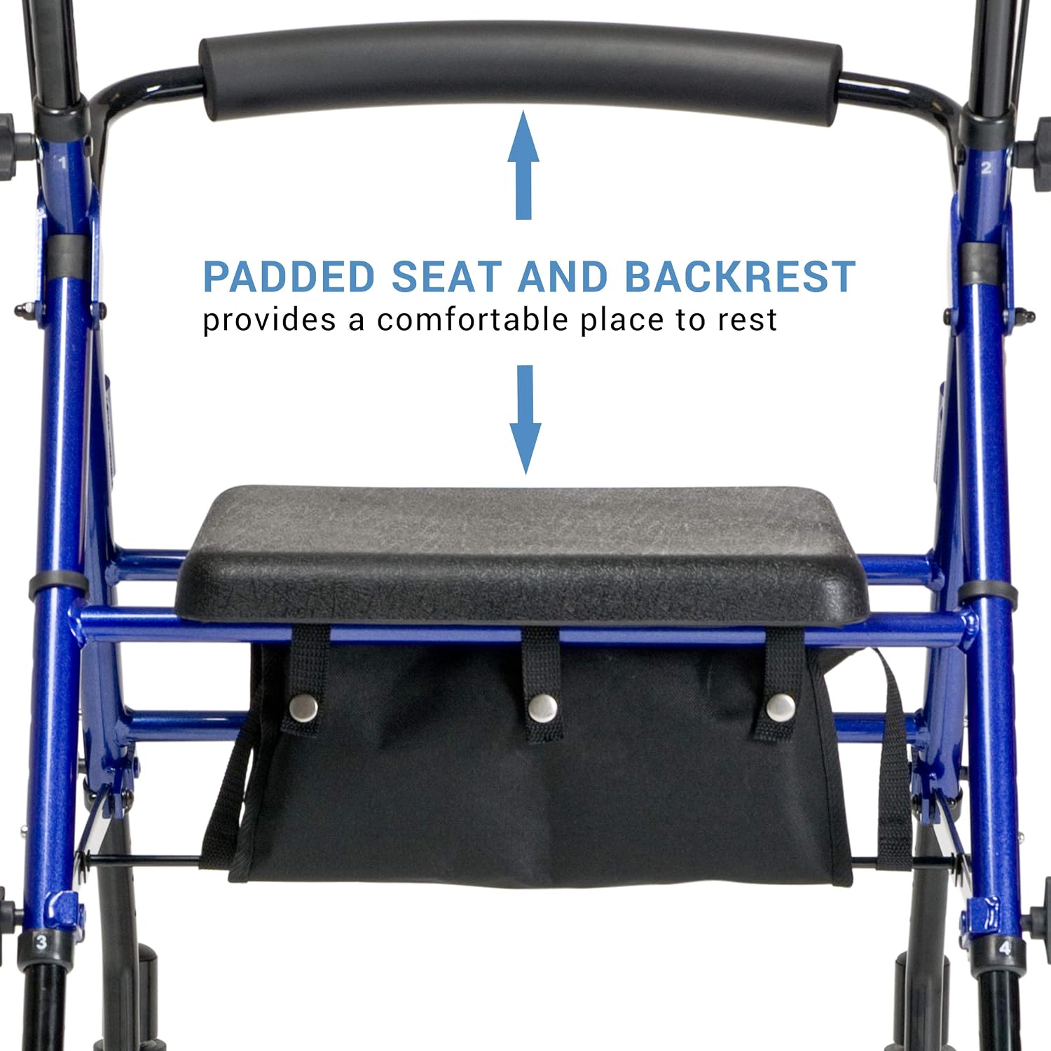 Lumex Set n' Go Rollator, Height-Adjustable, Rolling Walkers for Seniors with Seat, Silver
