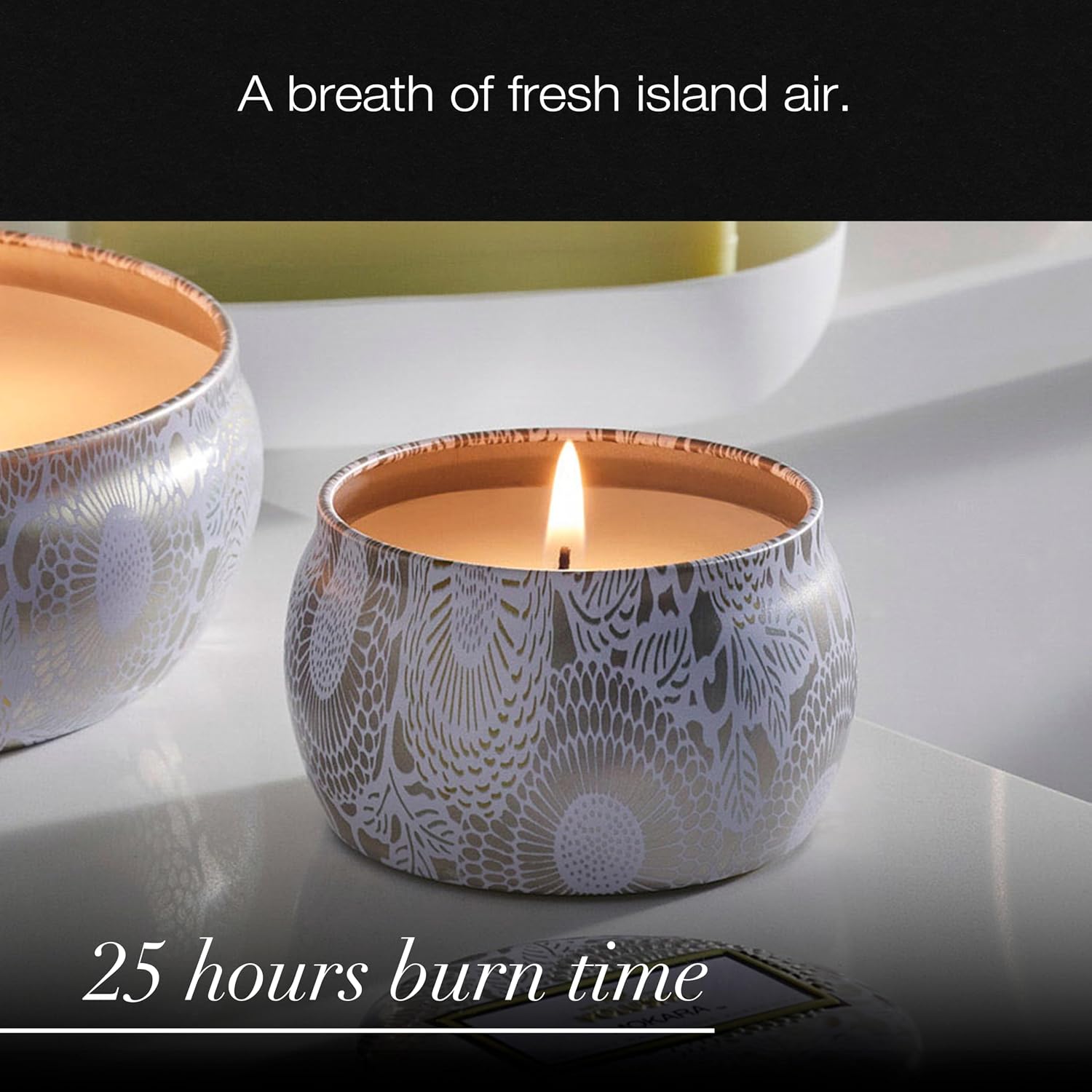 Voluspa Baltic Amber Candle | Mini Tin | 4 Oz. | 25 Hour Burn Time | Coconut Wax for a Cleaner Burn