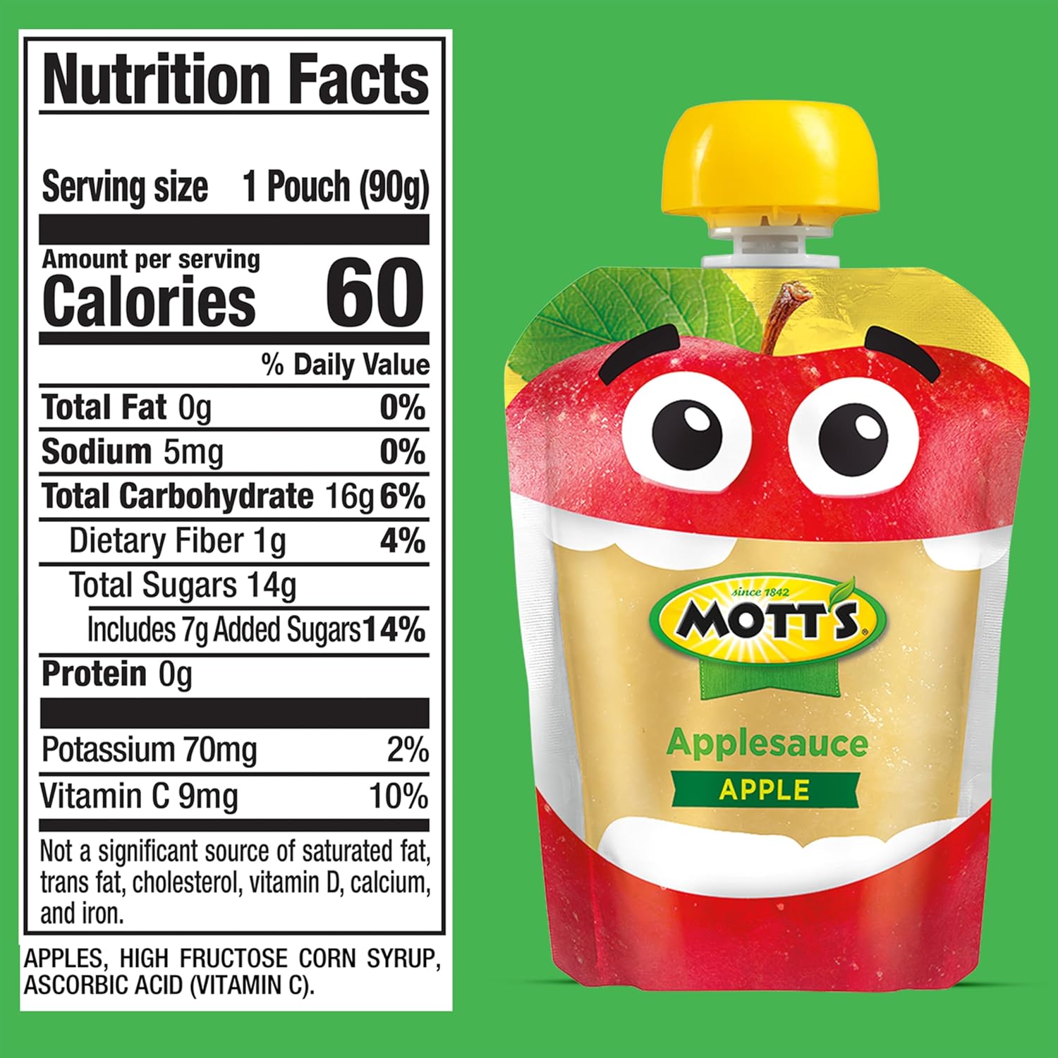 Mott's Original Applesauce, 3.2 Oz Clear Pouches, 48 Count (4 Packs Of 12), No Artificial Flavors, Good Source Of Vitamin C, Nutritious Option For The Whole Family