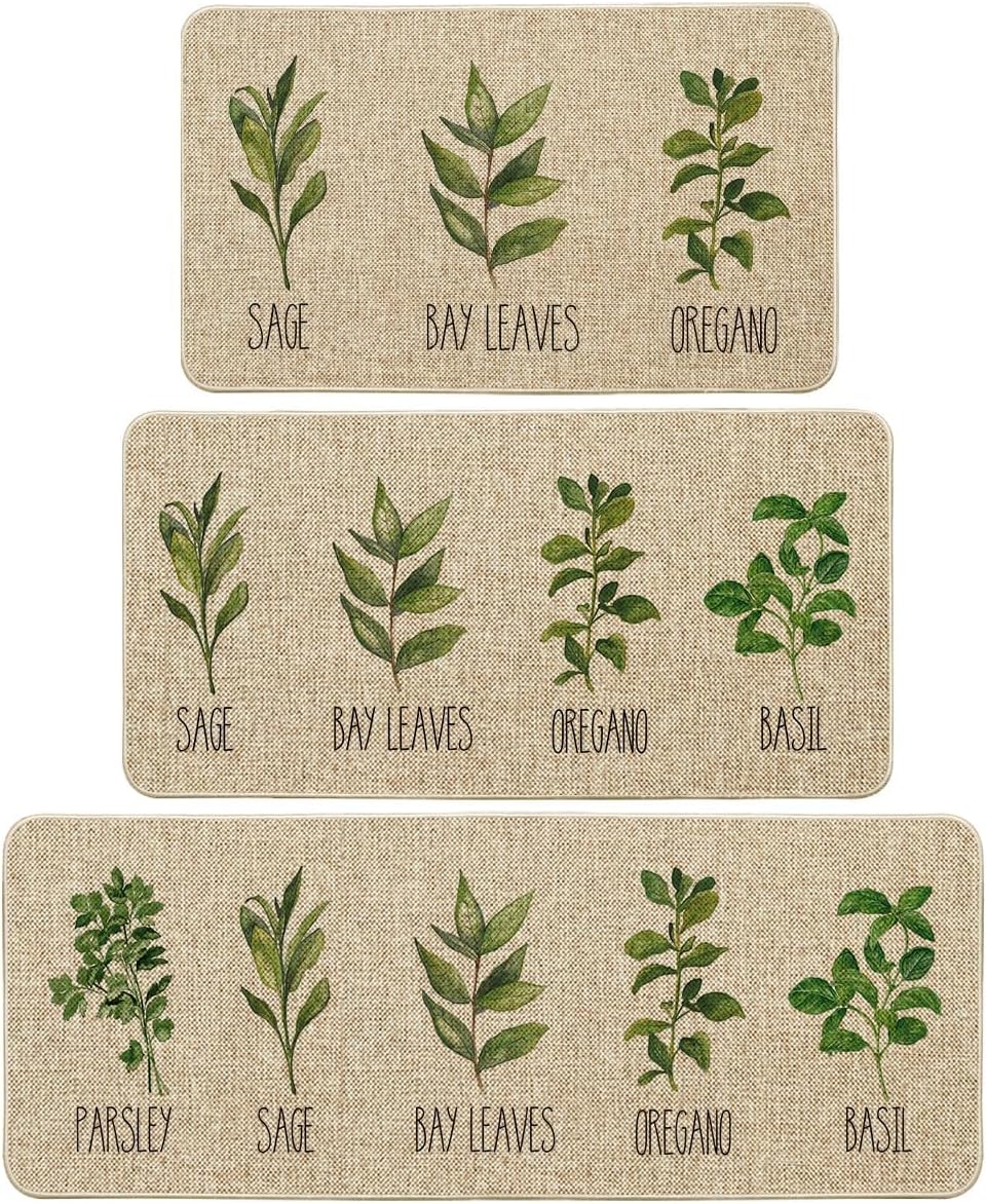 Artoid Mode Parsley Sage Oregano Basil Bay Leaves Decorative Kitchen Mats Set of 2