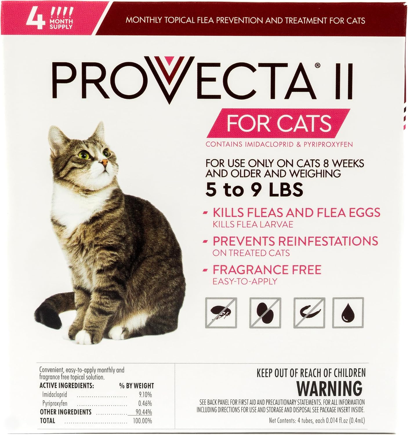 PROVECTA® II for Small Cats (5-9lbs) Flea Topical Treatment, 4-Month Supply