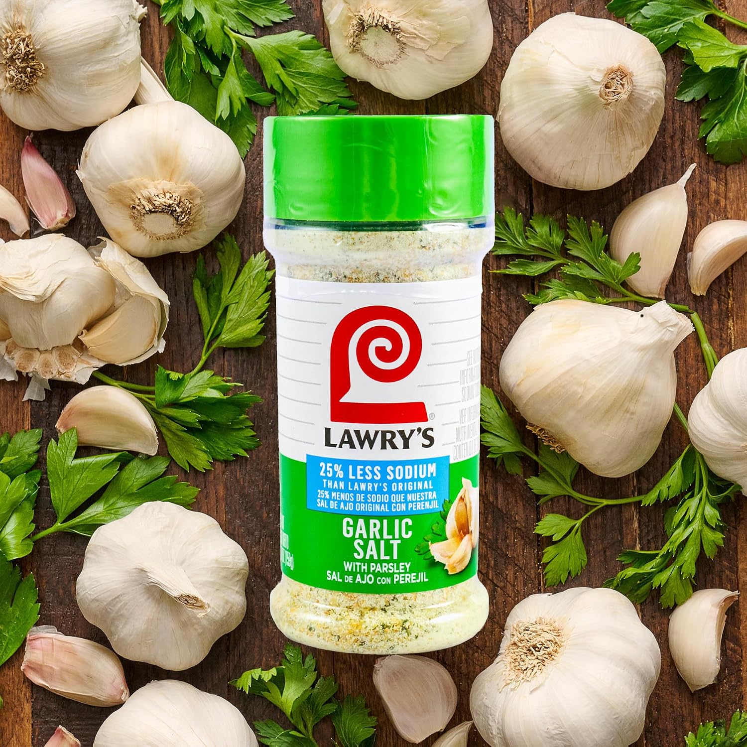 Lawry's 25% Less Sodium Garlic Salt With Parsley, 5.62 oz