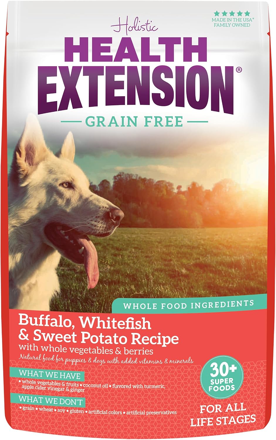 Health Extension Grain Free Venison & Sweet Potato Dry Dog Food - 30+ Superfoods and Probiotics for All Life Stages (10 lb)