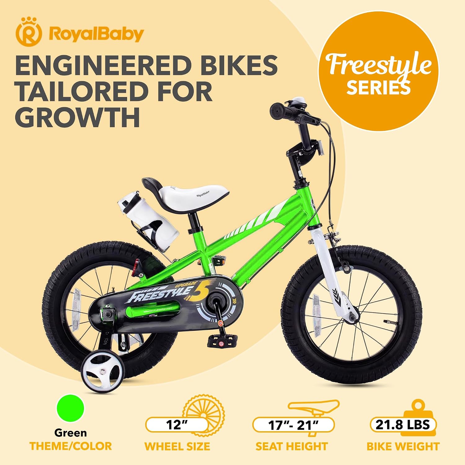 RoyalBaby Freestyle Kids Bike 12 14 16 18 20 Inch Bicycle for Boys Girls Ages 3-10 Years, Multiple Color Options