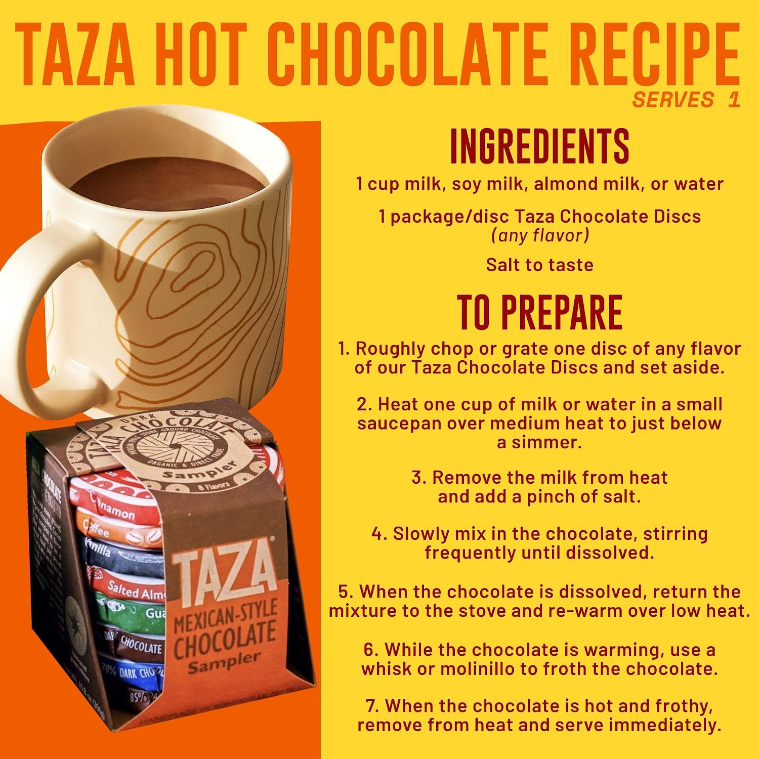 Taza Chocolate Organic Mexicano Disc Stone Ground, Variety Pack, 1.35 Ounce (8 Count), Vegan | Vegan, Dairy Free, Gluten Free, Organic Stone Ground Dark Chocolate Disc, 1.35 Ounce
