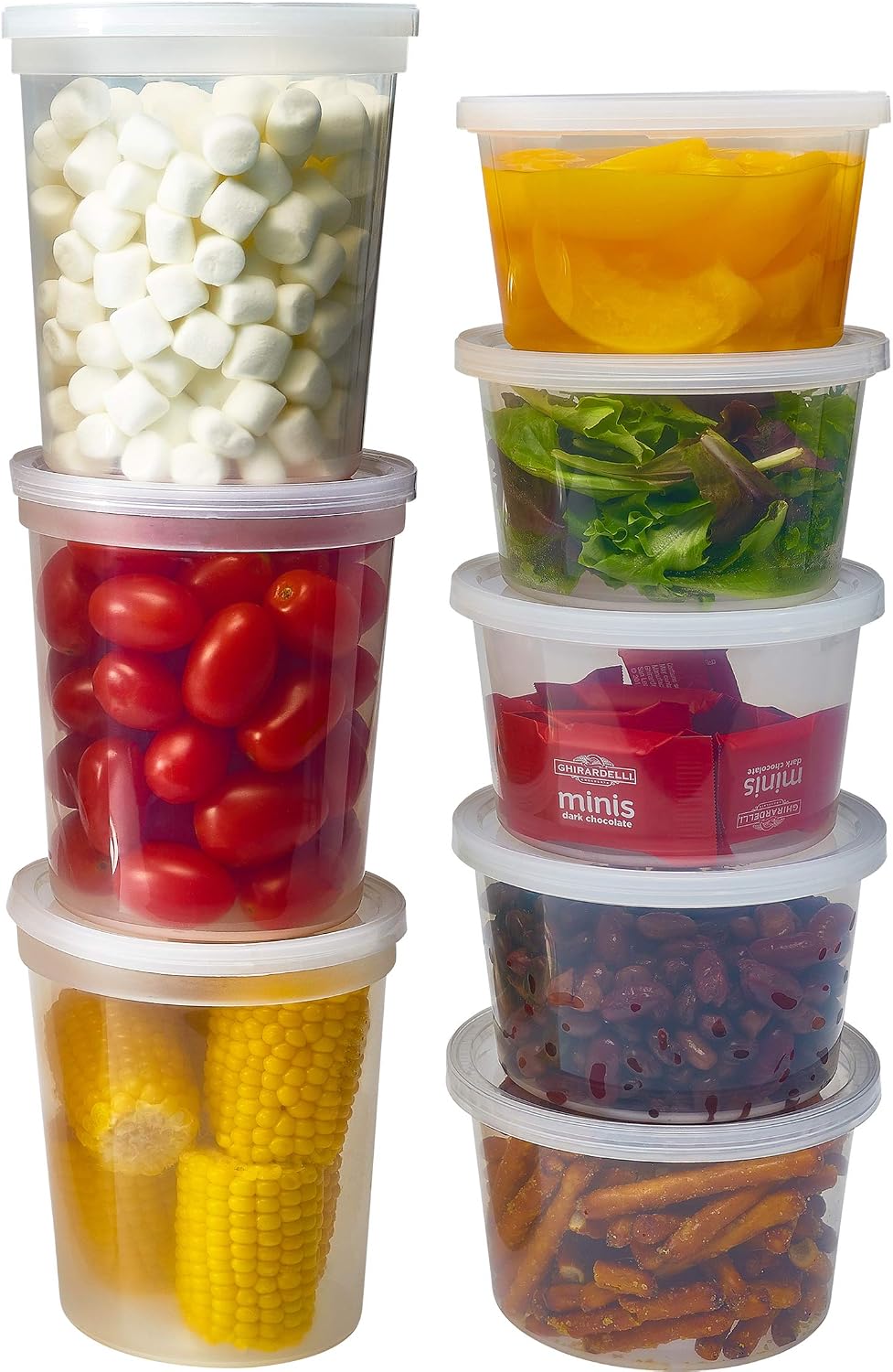 DuraHome - Deli food Storage Containers with Lids 32 oz, Quart Pack of 24 Leak-proof Freezer Safe Microwaveable Soup Storage Container - Clear Plastic Premium Quality