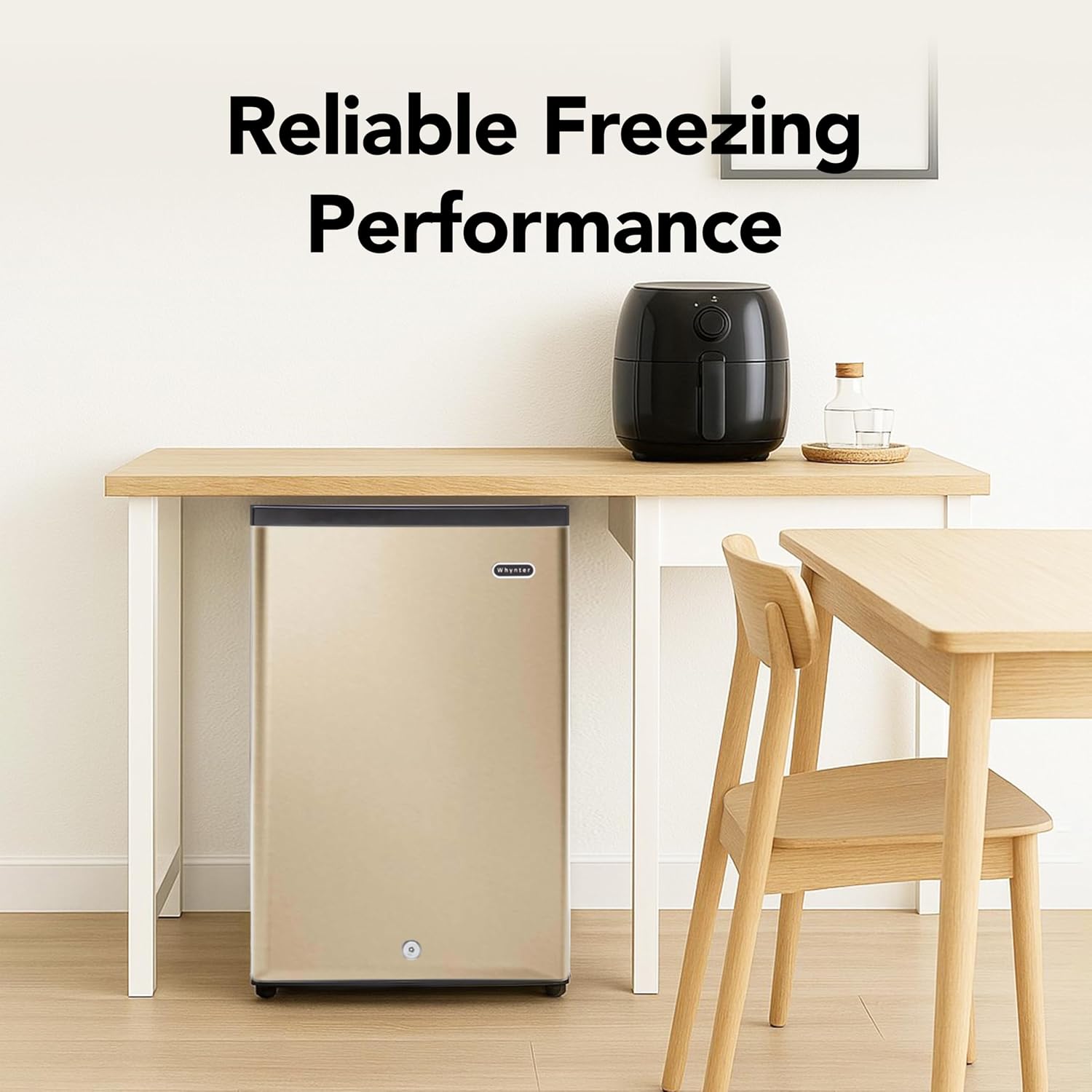 Whynter Upright Freezer 2.1 Cu Ft Lock, Mini Freezer, Stainless CUF-210SS | Adjustable Thermostat and Security Lock, Energy Star Rated, Reversible Door, Adds Compact Frozen Storage at Home