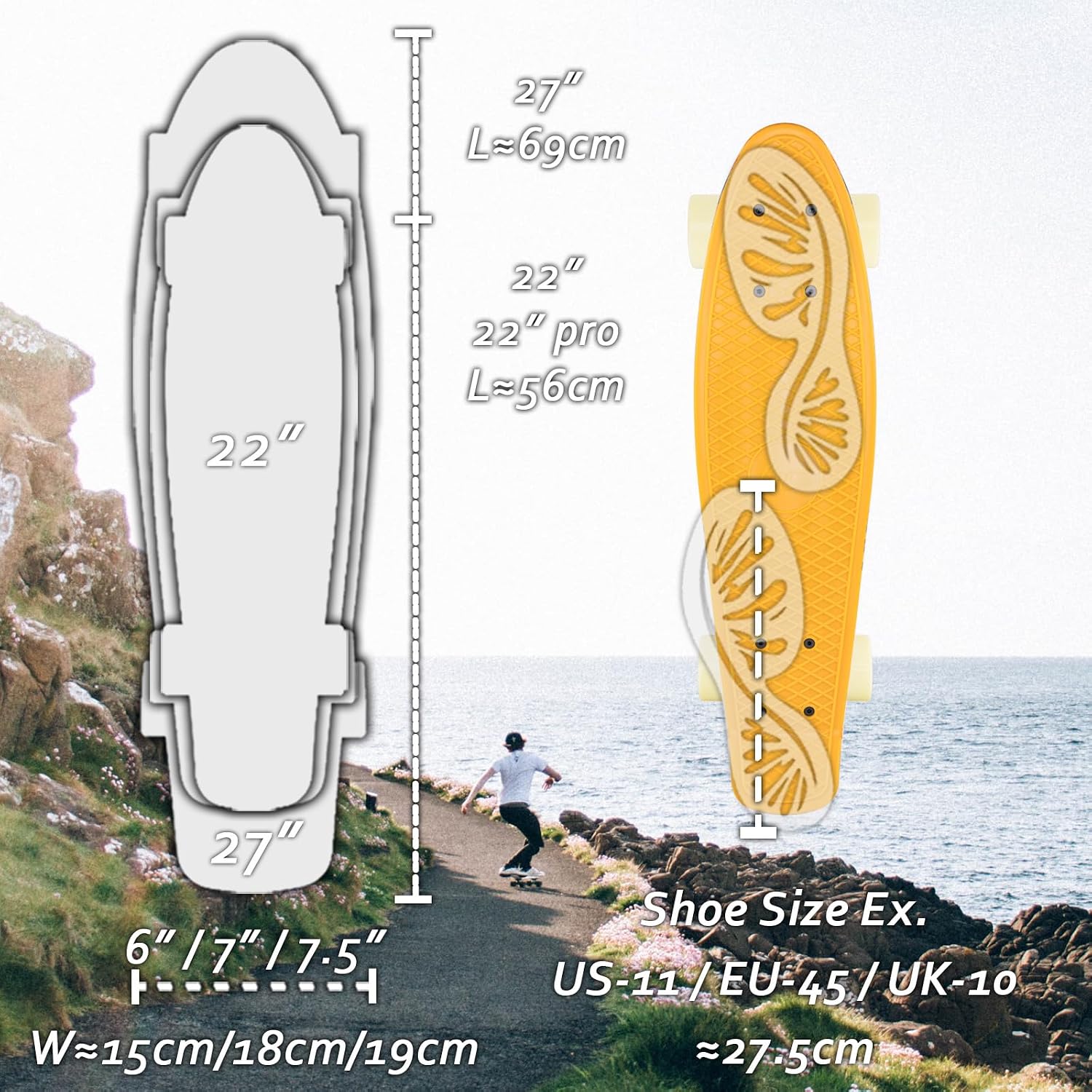KMX Classic Retro Mini Cruiser Skateboard for Kids, Teens, Adults