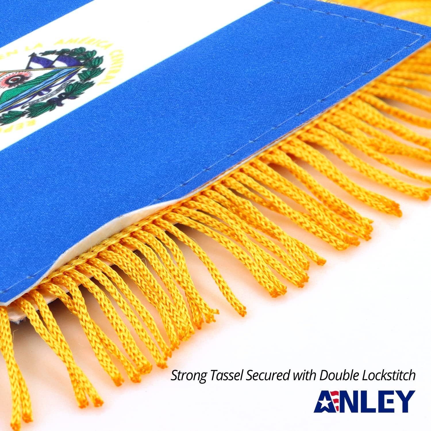 Anley 4 X 6 Inch Nicaragua Fringy Window Hanging Flag - Mini Banner & Car Rearview Mirror Décor - Fringed Nicaraguan Hanging Flag with Suction Cup