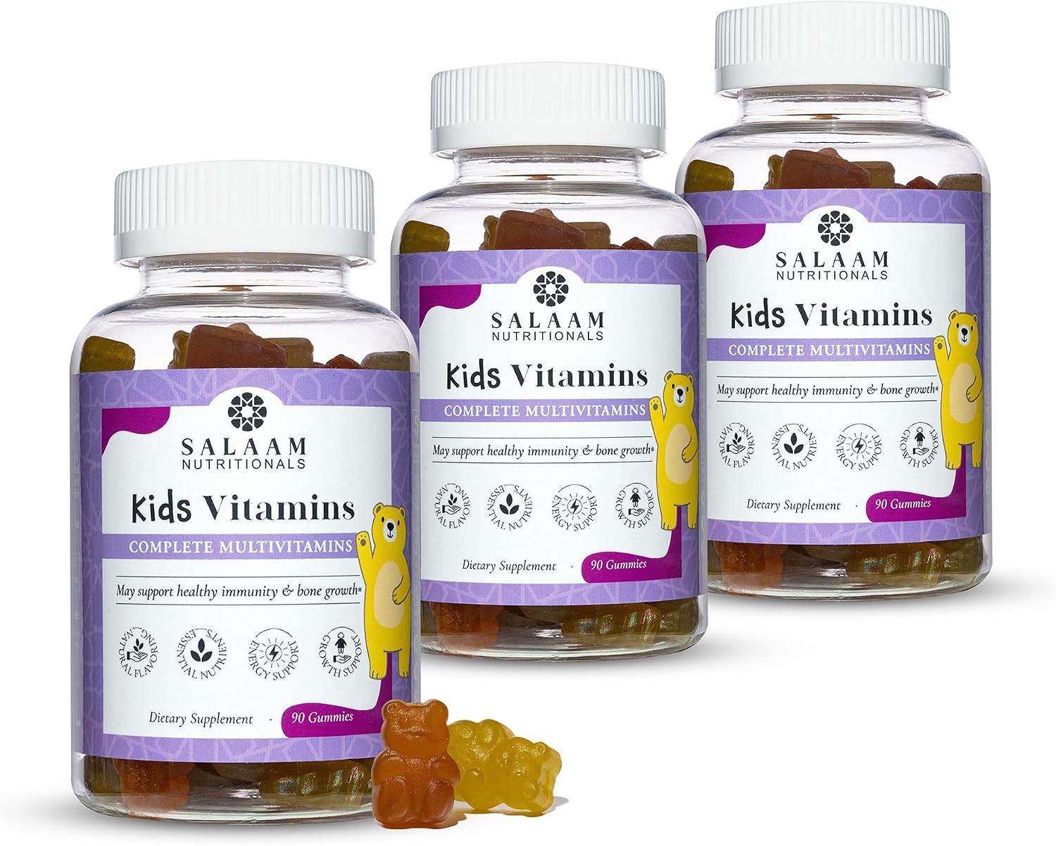 Salaam Nutritionals - Multivitamins, Multivitamins for Kids, Gummy Vitamins with 13 Essential Vitamins + Minerals, Bone and Immunity Support, 90 Count, 1 Pack