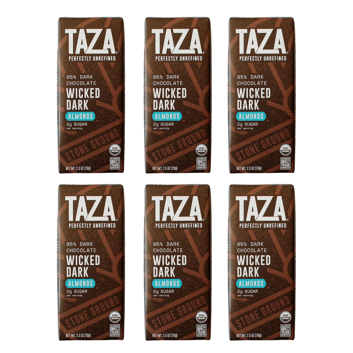 Taza Chocolate, 95% Wicked Dark Amaze Bar, 2.5 oz bars, case of 10